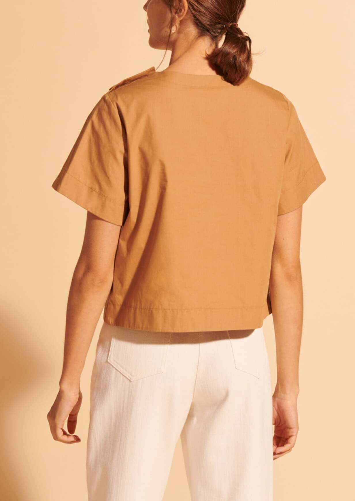 Top Tiphaine camel en popeline Faume - seconde main