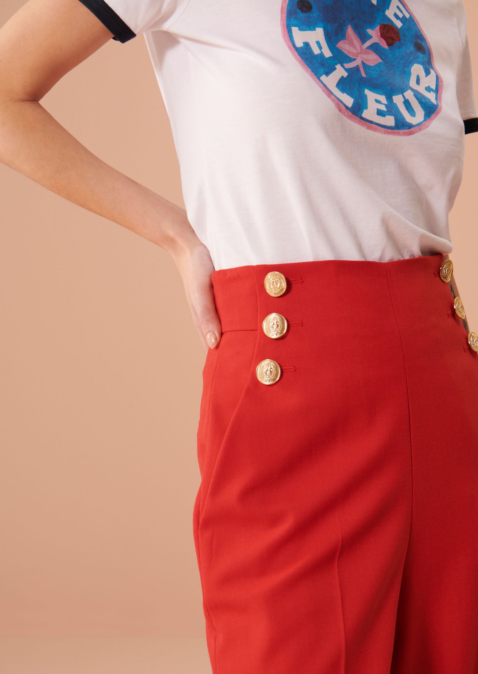 Pantalon Pilar rouge en laine froide Faume - seconde main