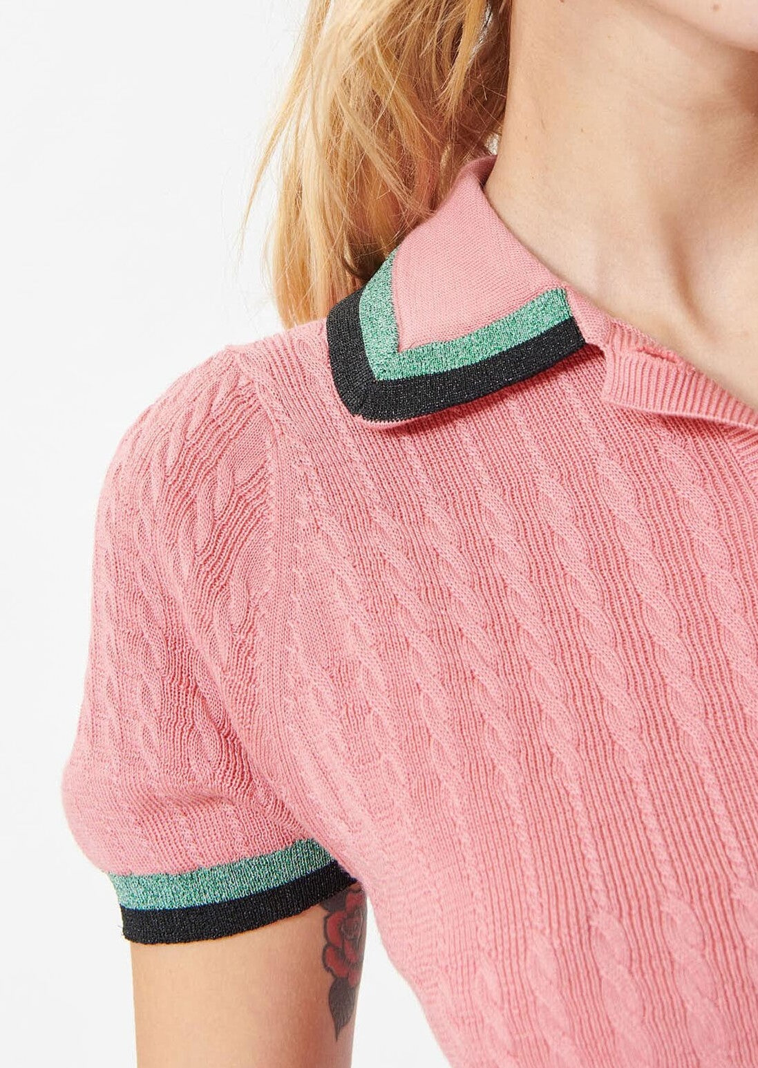 Pull Preppy vieux rose en tencel de soie Faume - seconde main