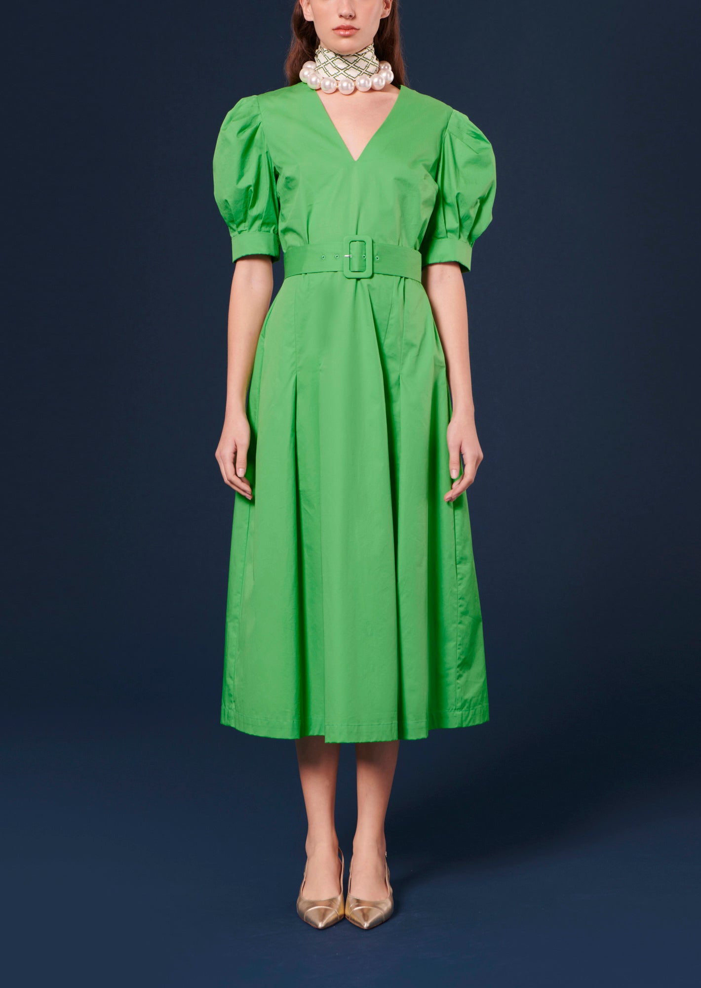 Robe Ranya verte en popeline Faume - seconde main