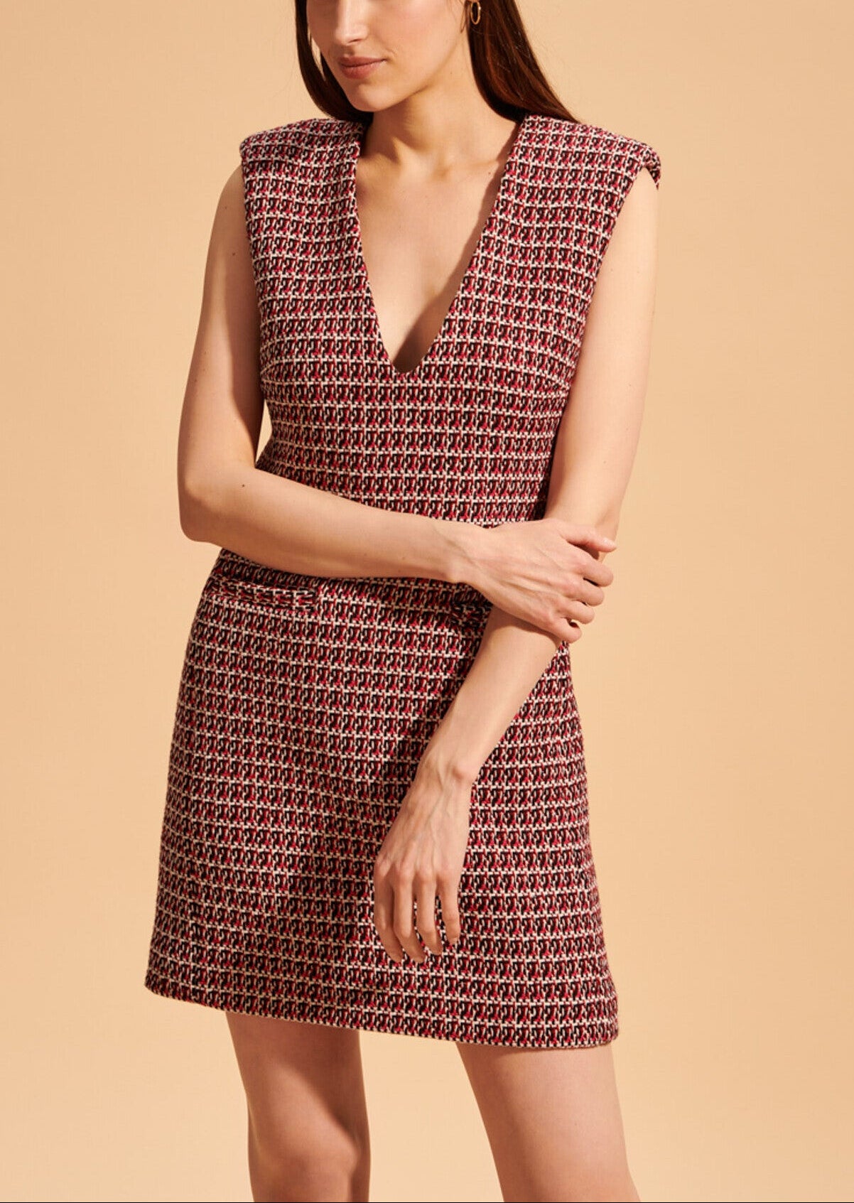 Robe identitaire Robbin sans manches en tweed fuchsia Faume - seconde main