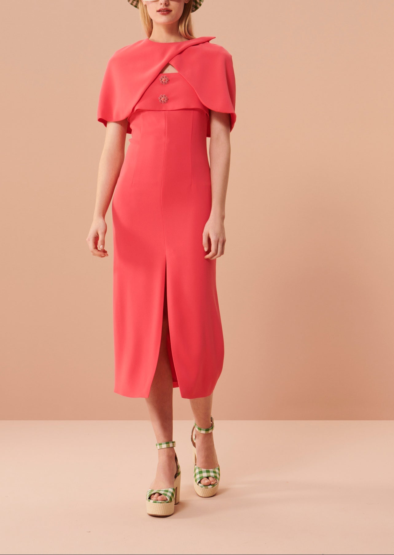 Cape Valentina rose en crêpe Faume - seconde main