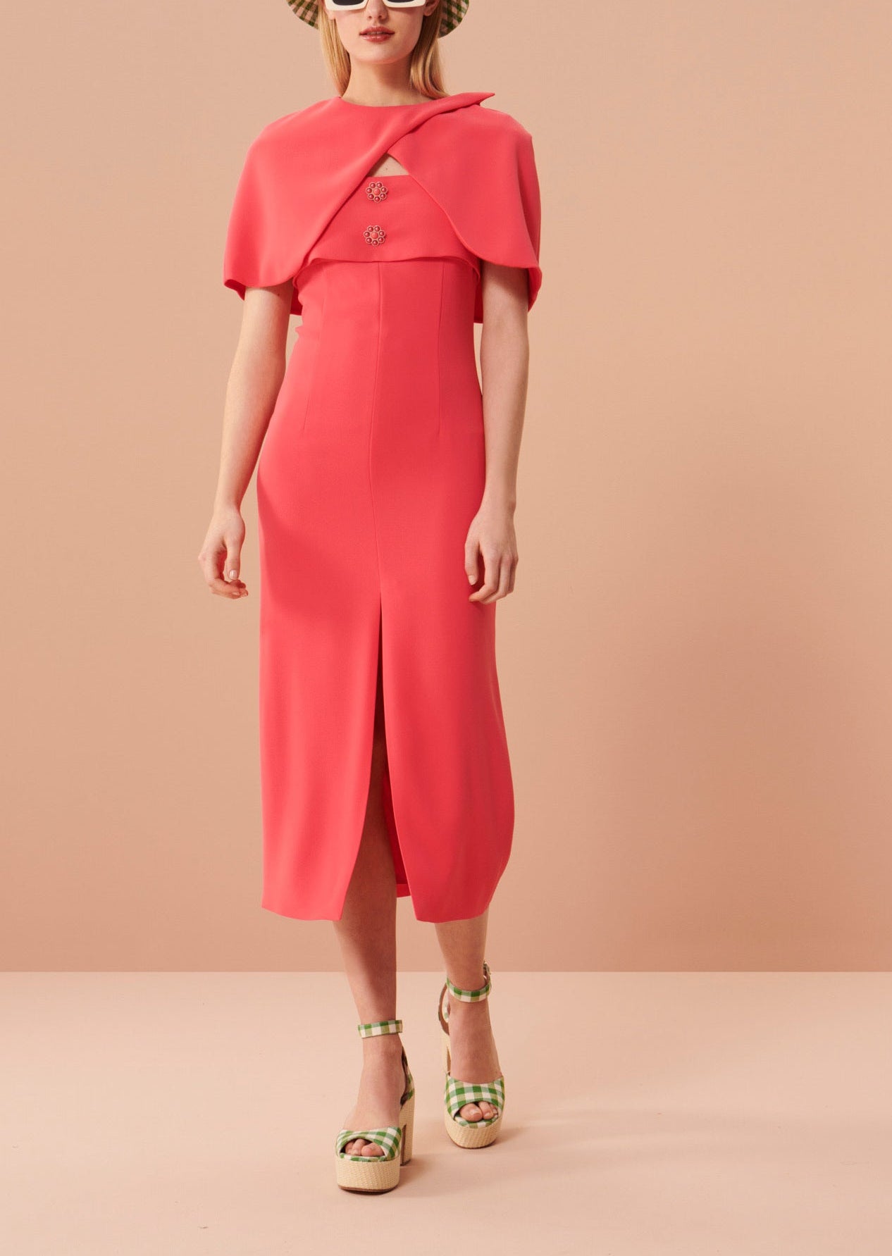 Cape Valentina rose en crêpe Faume - seconde main