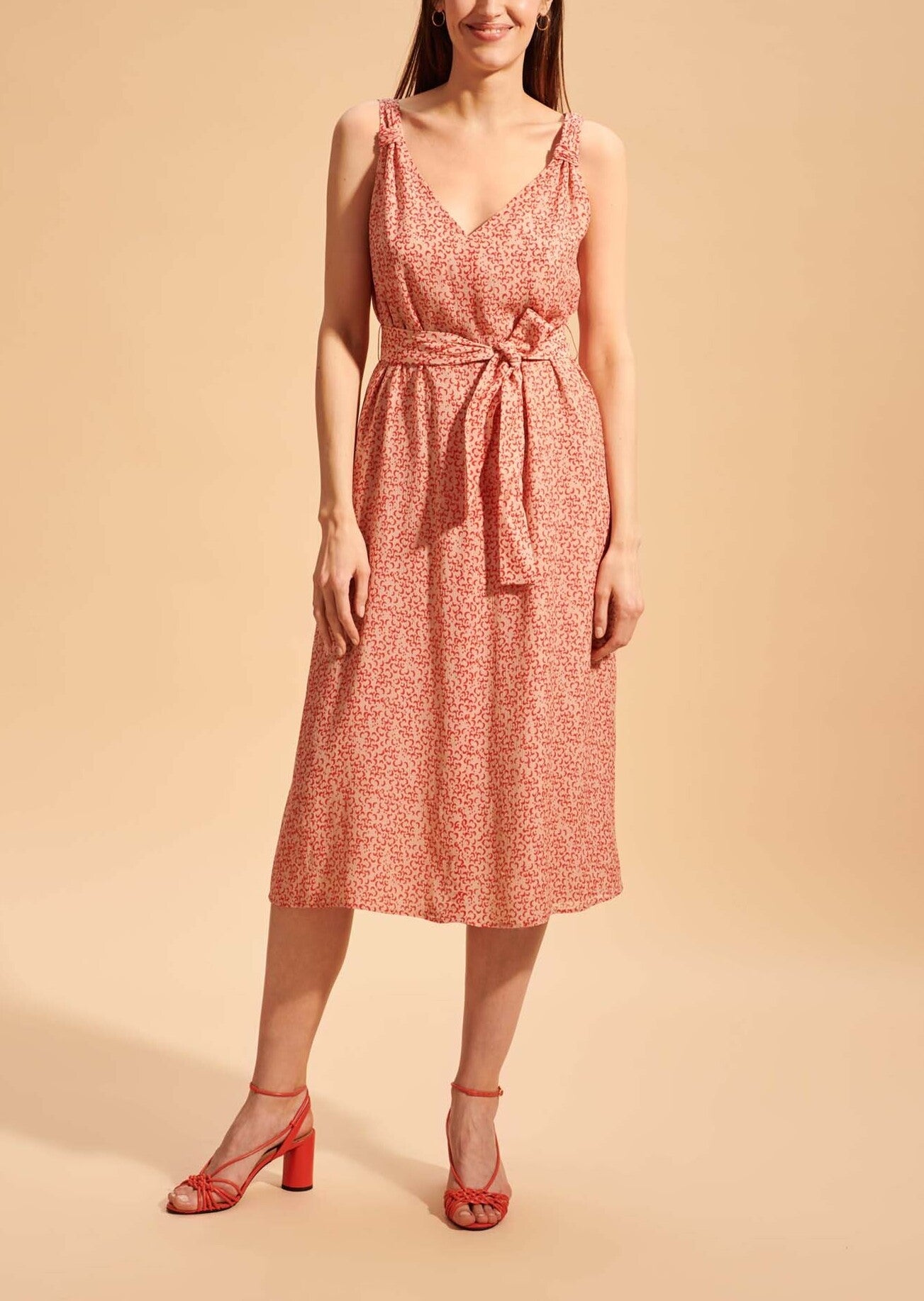 Robe champagne Raiha imprimé lunes rouges Faume - seconde main