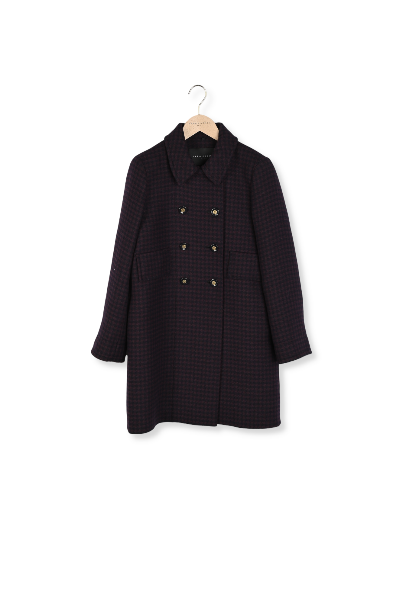 Manteau bordeaux en pied de coq Marceau Faume - seconde main