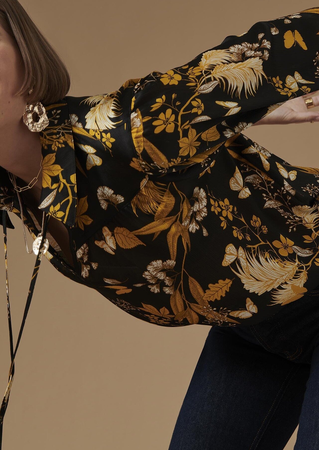 Blouse Tierra noire imprimé papillon de nuit Faume - seconde main