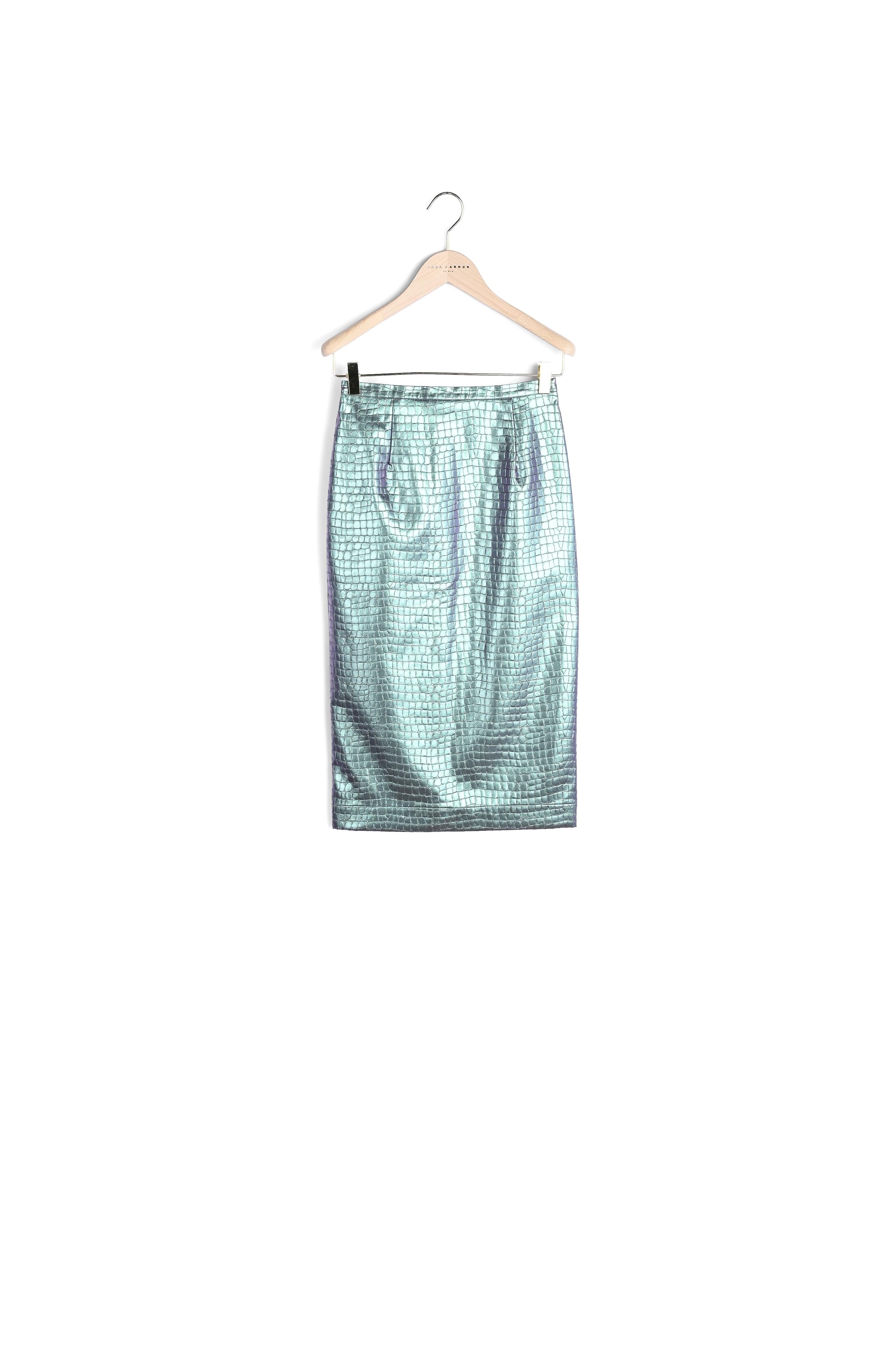 Jupe Jacquetta gris irisé imitation croco Faume - seconde main