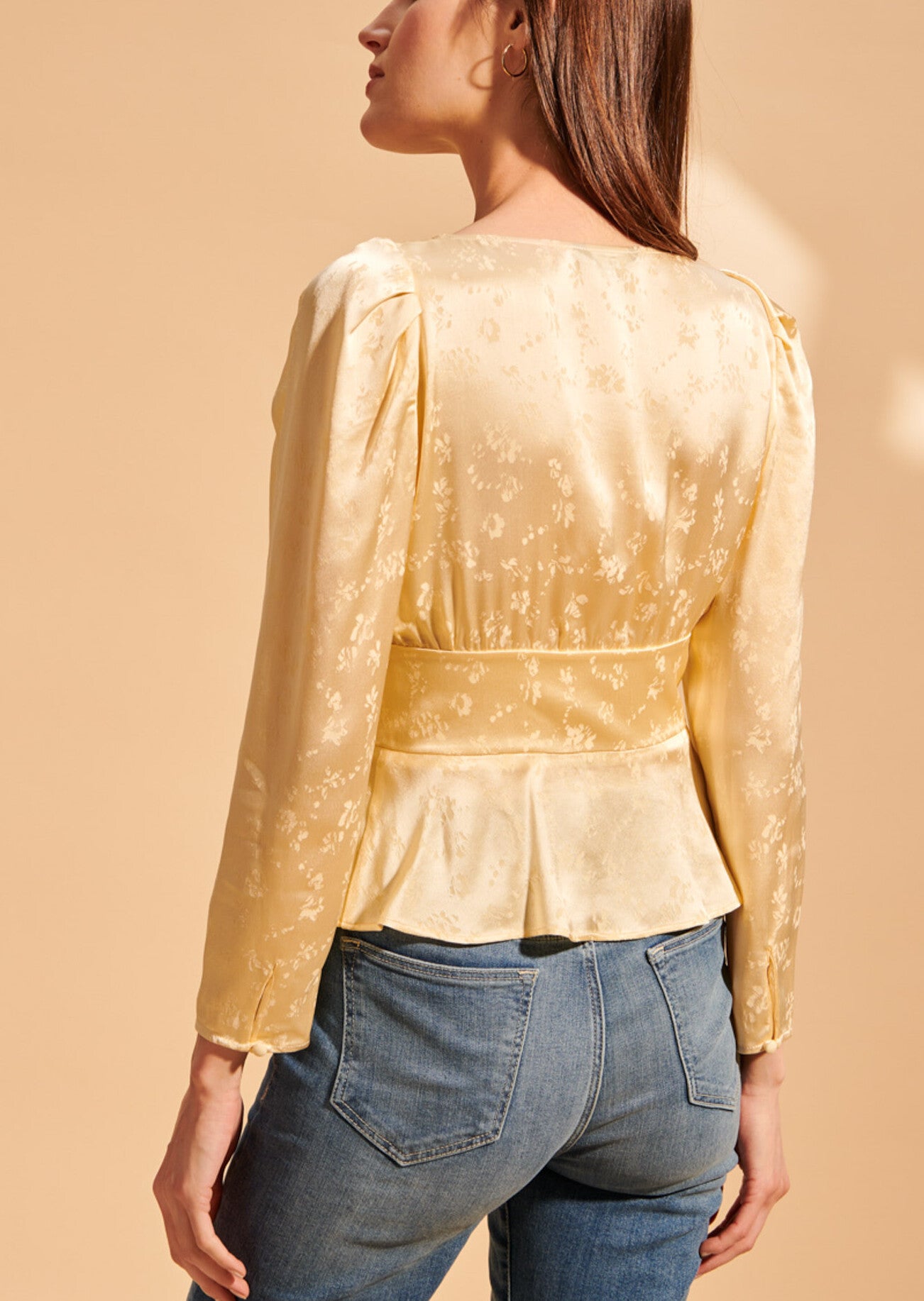 Top Tanais en jacquard fleuri vanille Faume - seconde main