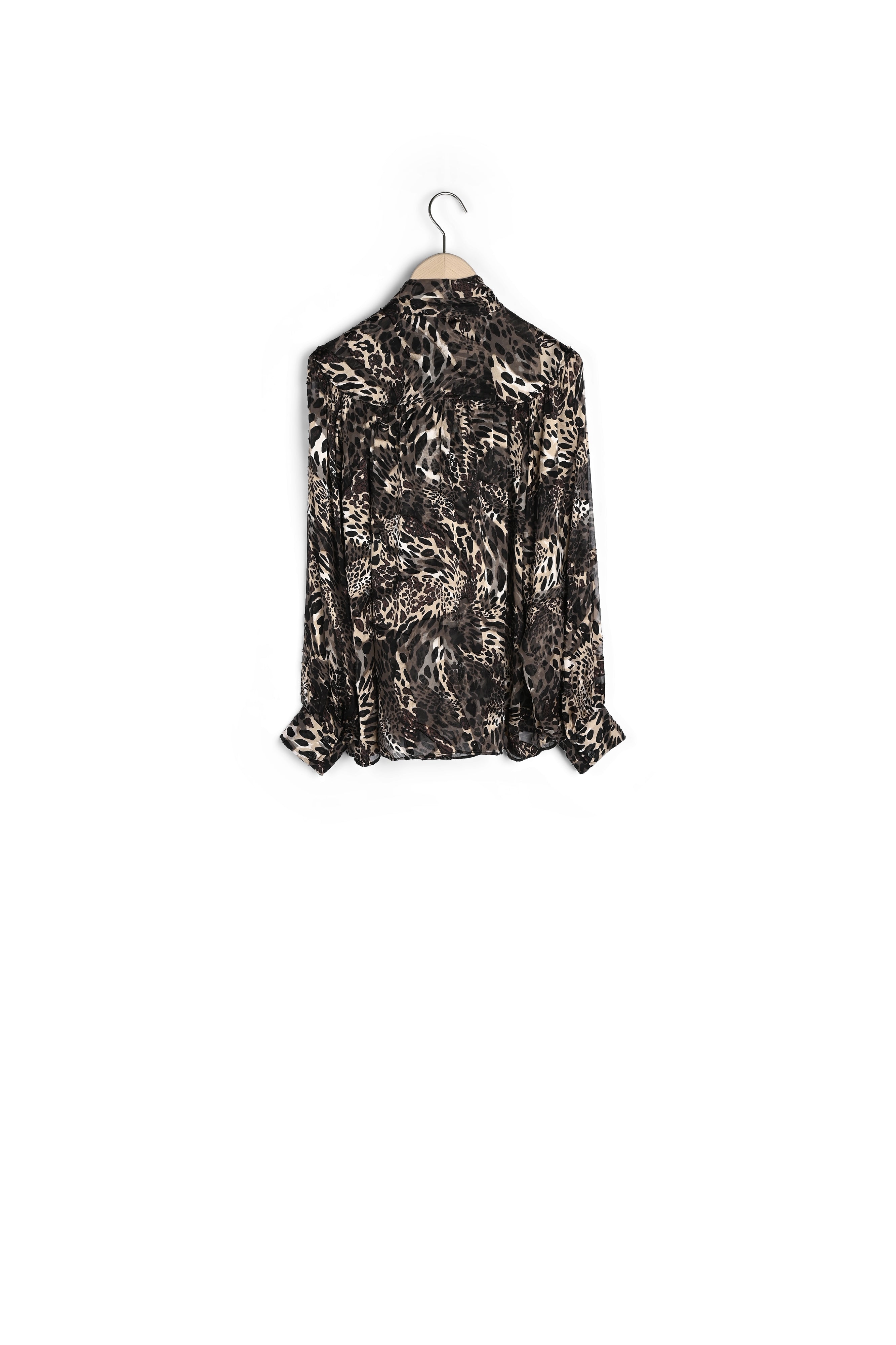 Blouse lavallière Titien imprimé dévoré animal sur viscose de soie Faume - seconde main