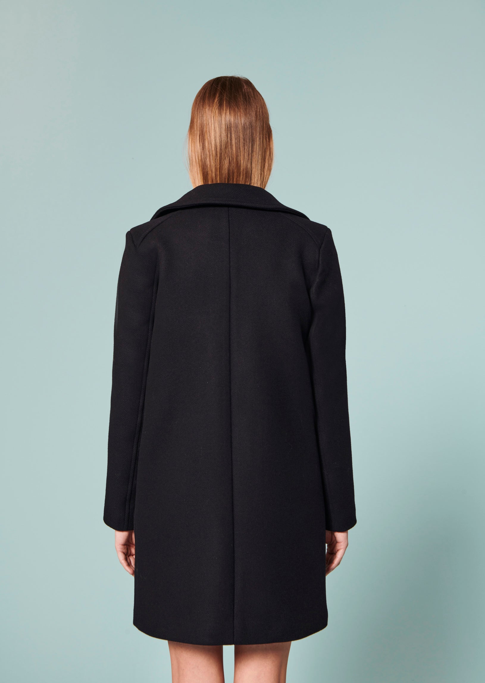 Manteau Maja bleu nuit en drap caban Faume - seconde main