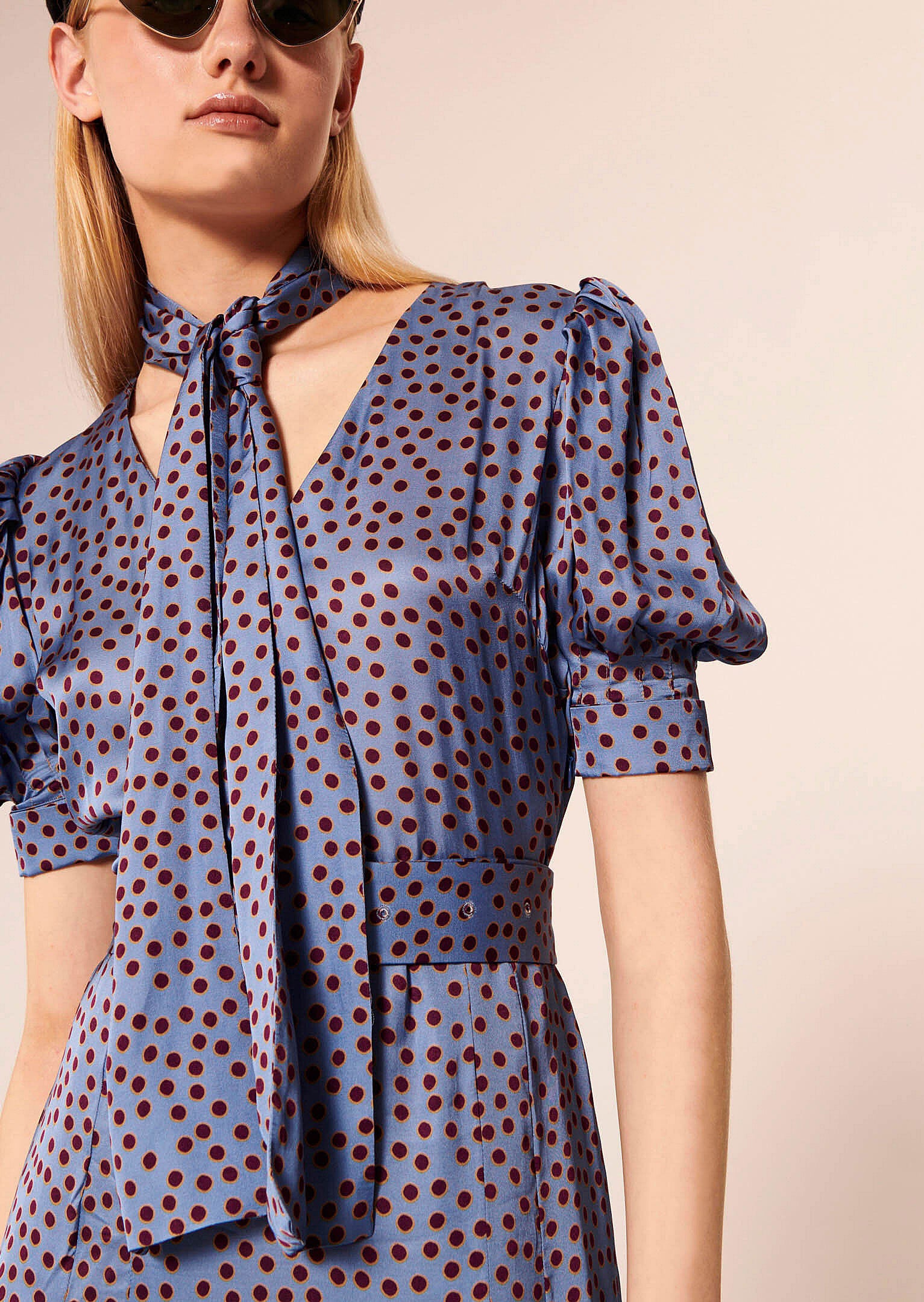 Robe Ranya bleue imprimé à pois Faume - seconde main