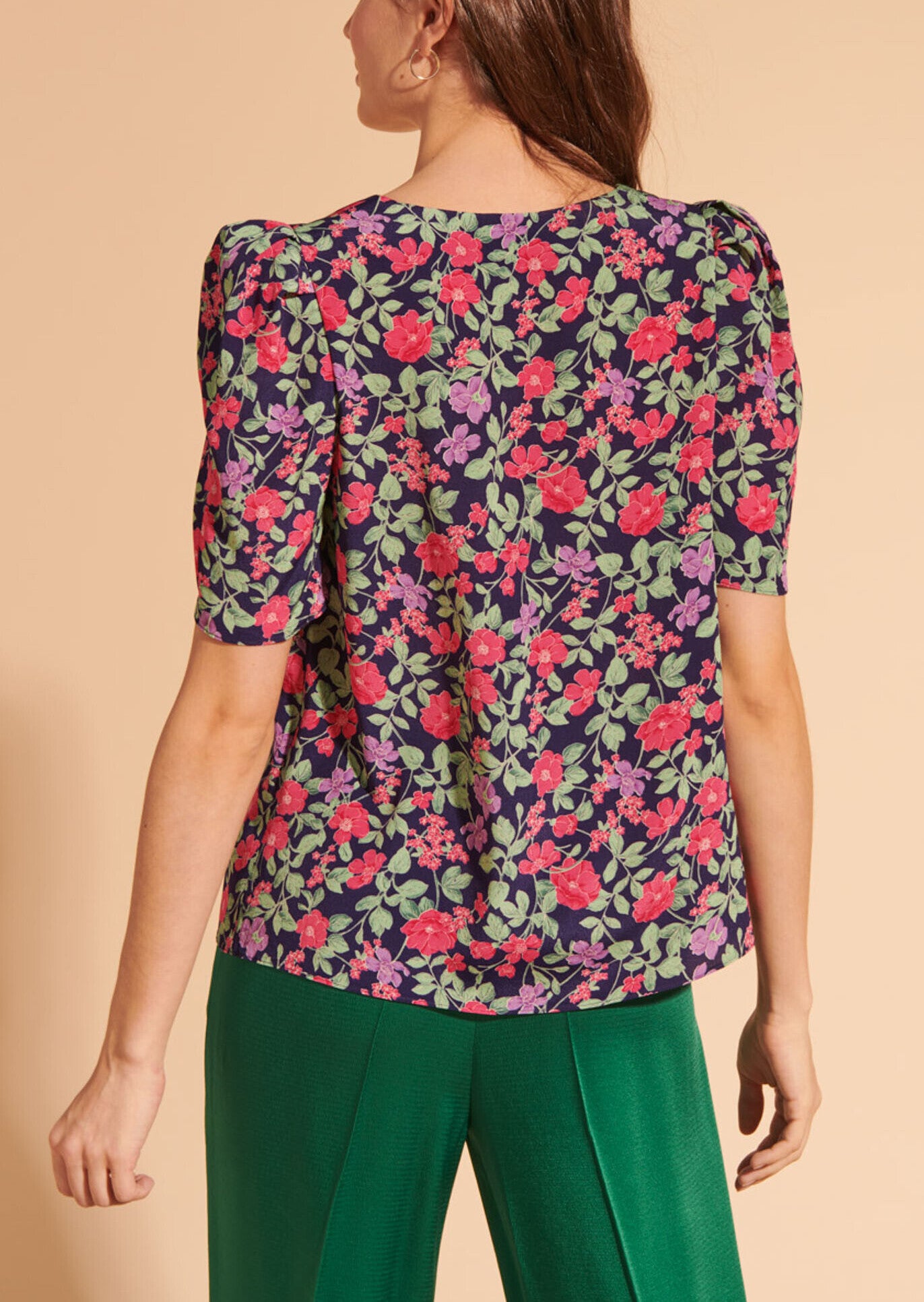 Top Telly bleu nuit imprimé grandes fleurs Faume - seconde main