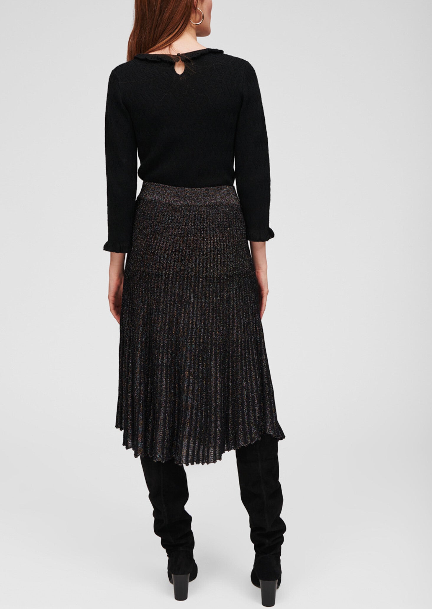 Jupe noire plissée en lurex Faume - seconde main