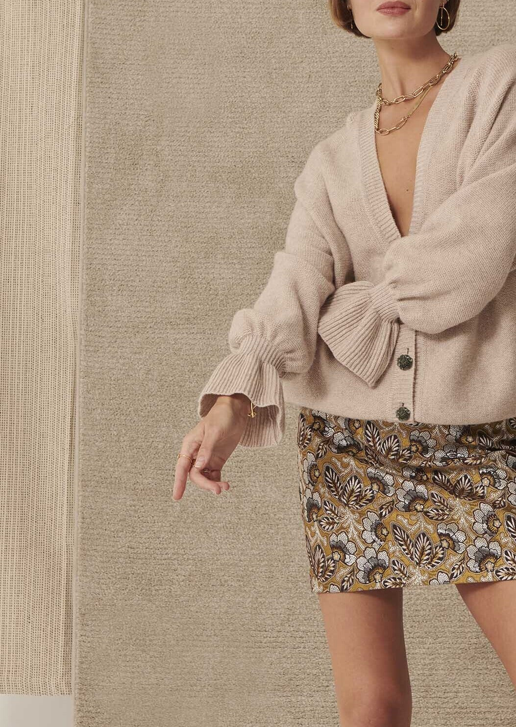 Gilet Giulia beige en merinos et cachemire Faume - seconde main