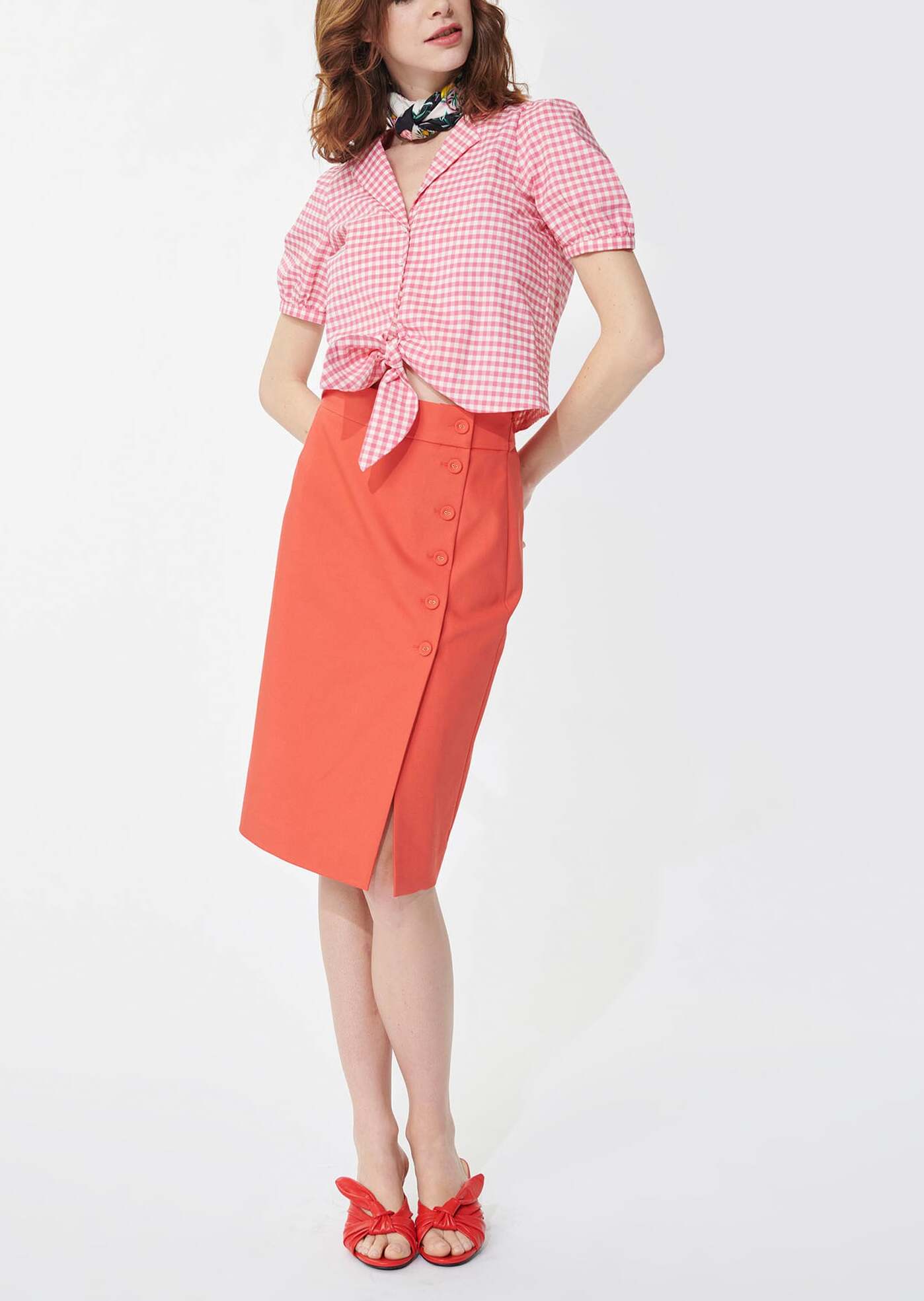 Jupe Josée rouge en coton Faume - seconde main