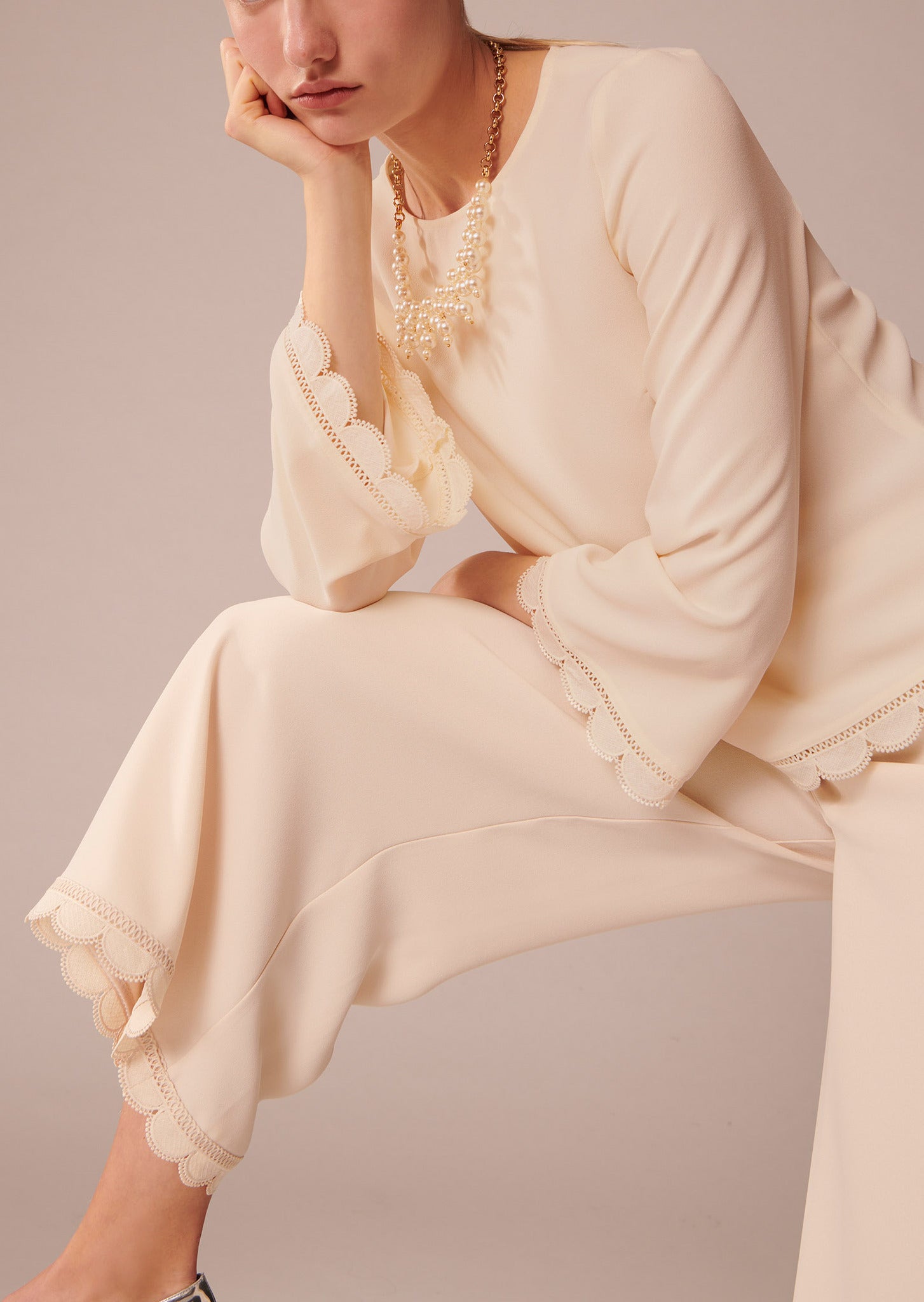 Top Teddy écrue en crêpe Faume - seconde main