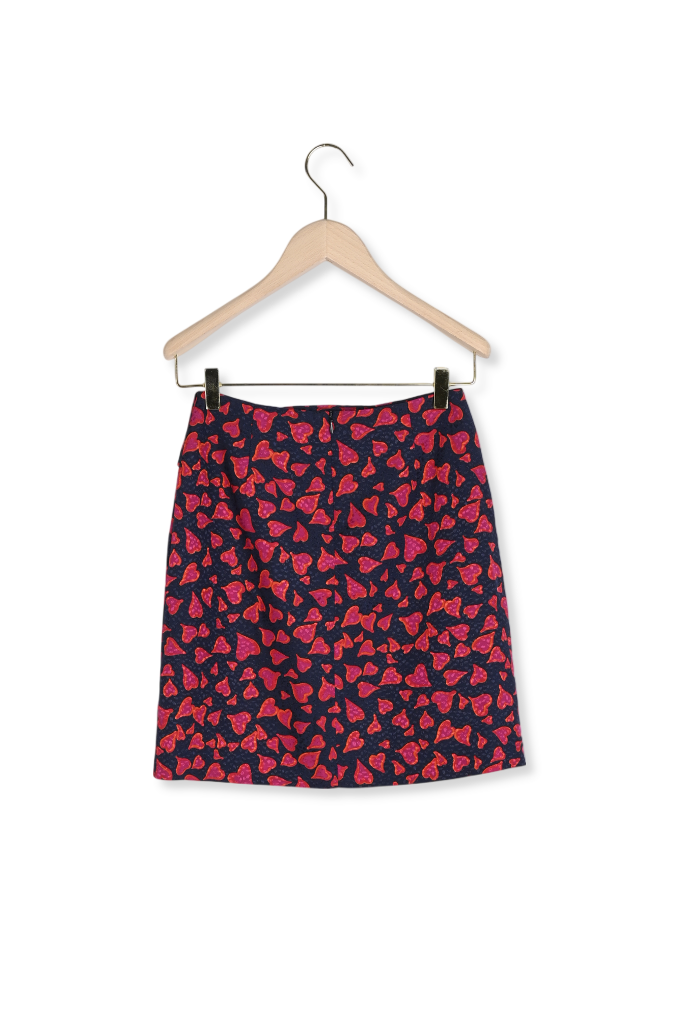 Jupe bleu nuit en jacquard cœurs Faume - seconde main