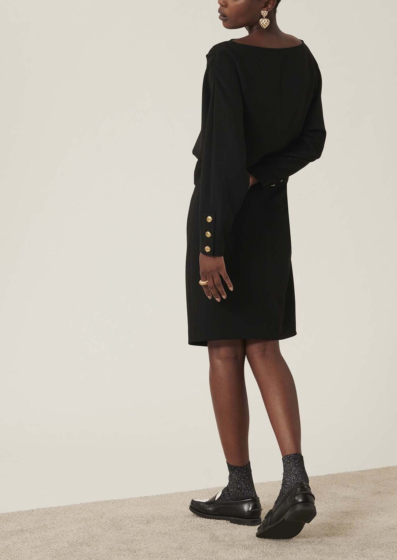 Robe Ryah noire en crêpe Faume - seconde main