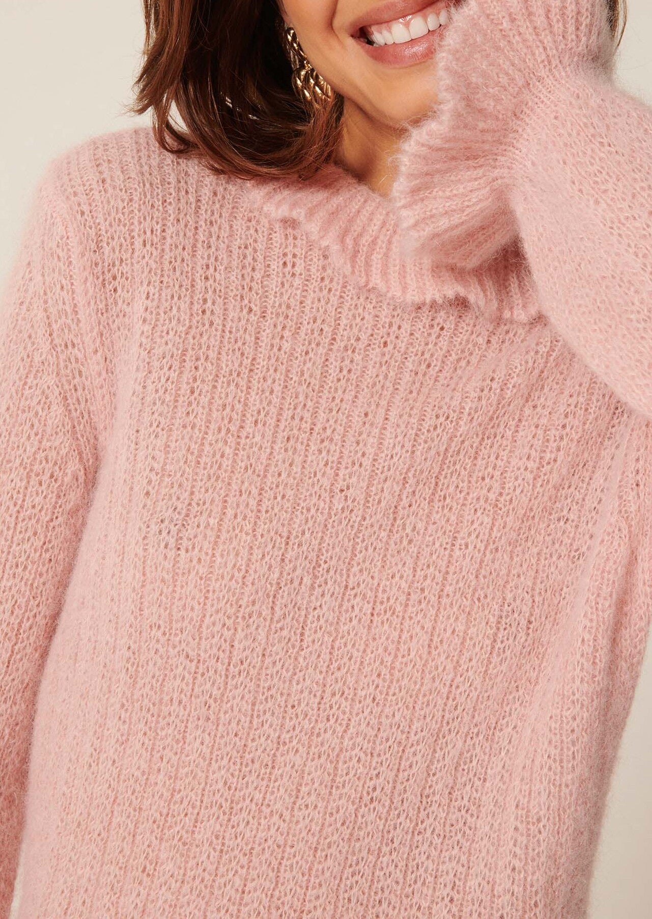 Robe pull Redestro rose en mohair et alpaga Faume - seconde main