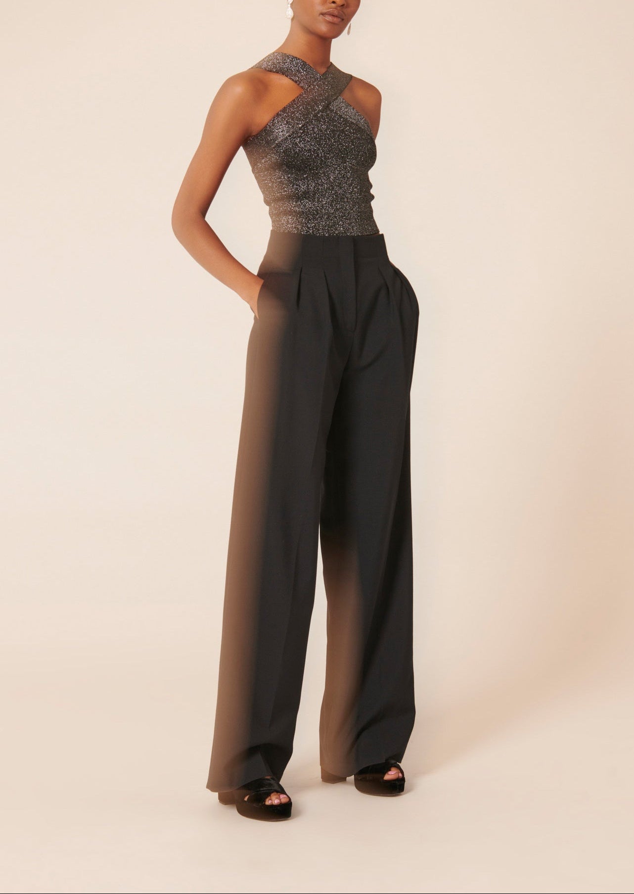 Top Prana noir en maille compacte lurex Faume - seconde main