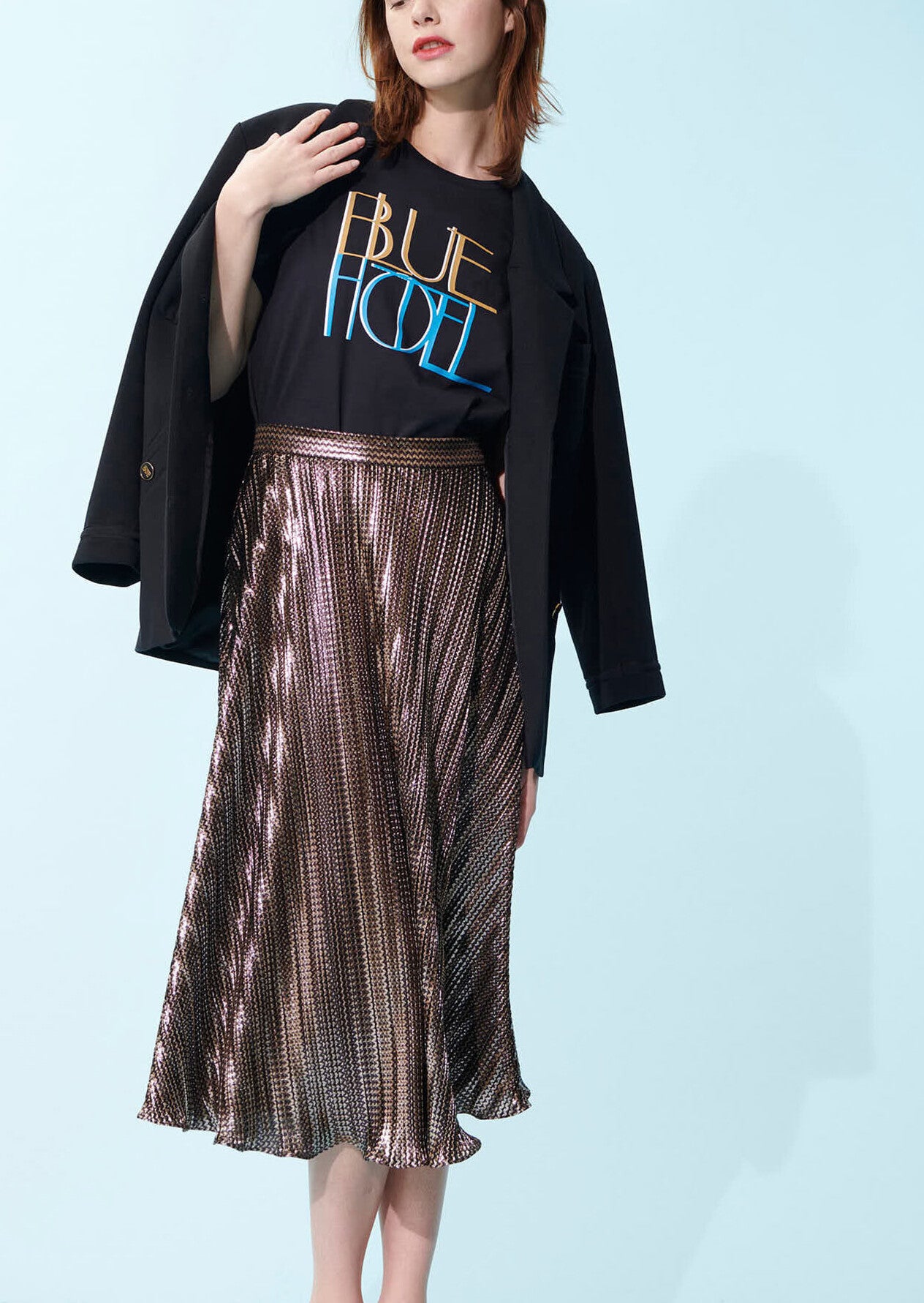 Jupe Josseline noire en lurex plissé Faume - seconde main