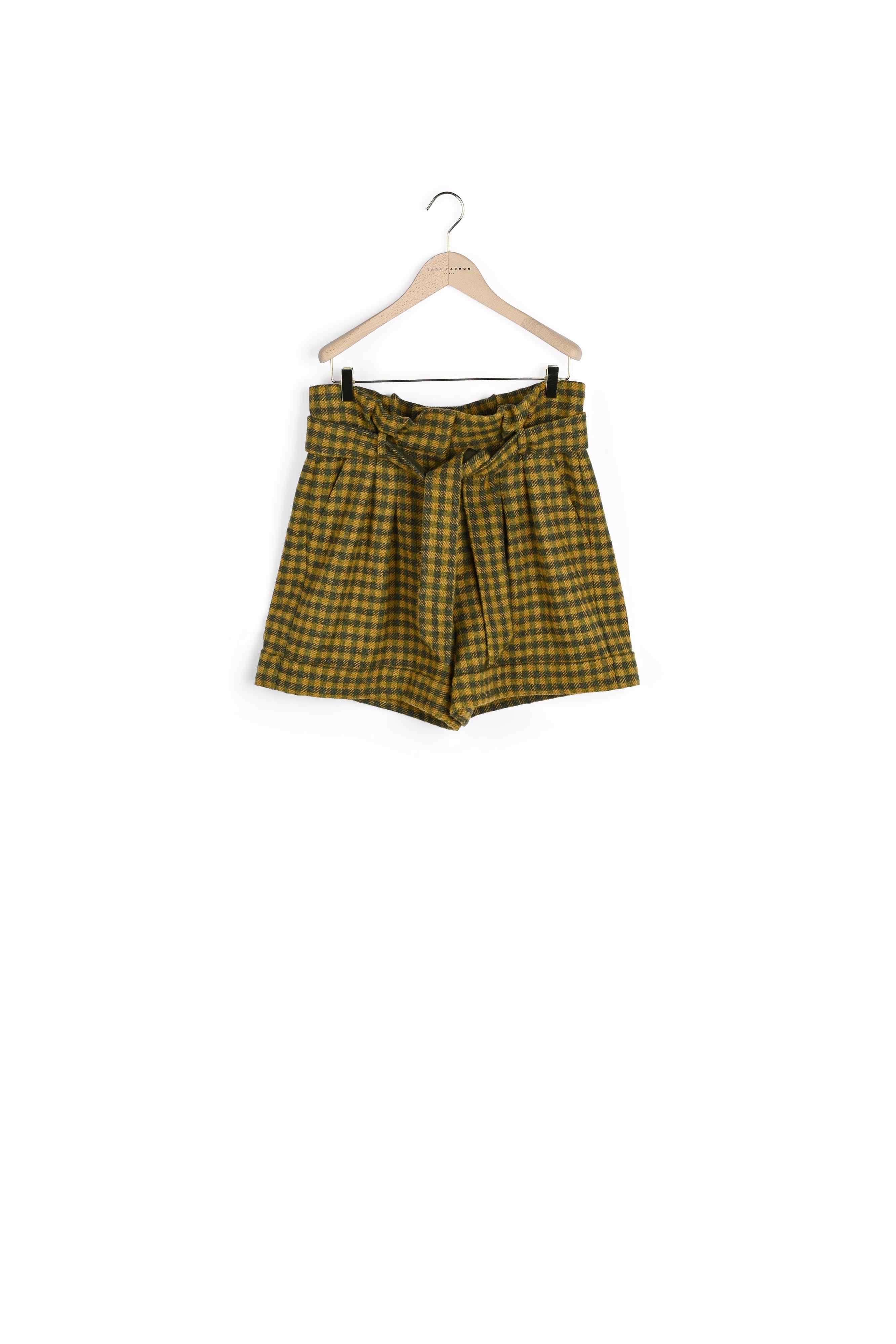 Short Priscille jaune vichy XL en laine Faume - seconde main