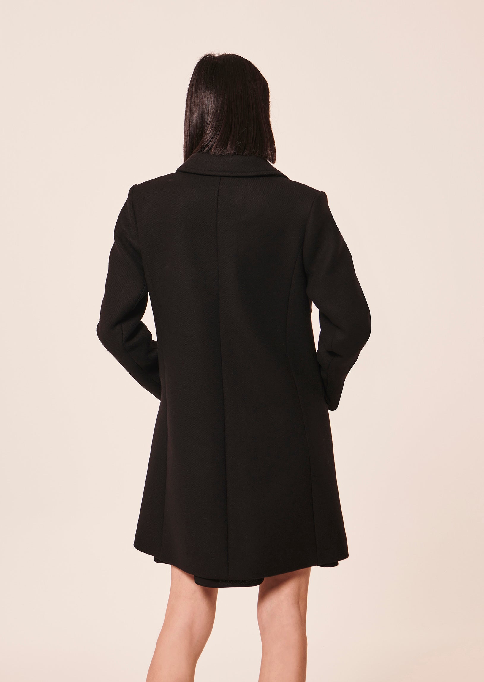 Manteau Marin noir en drap caban Faume - seconde main