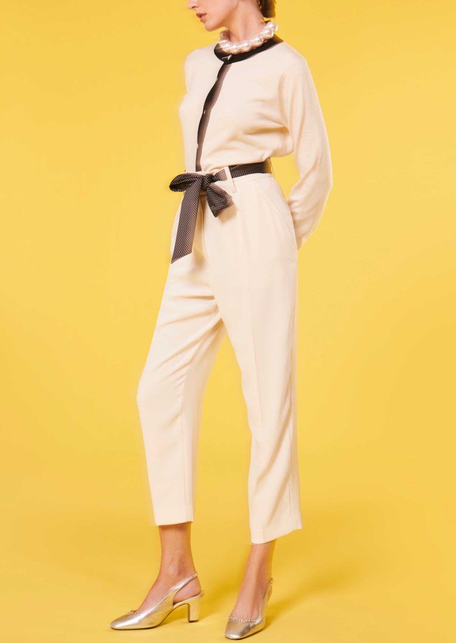 Pantalon Paga écru en crêpe Faume - seconde main