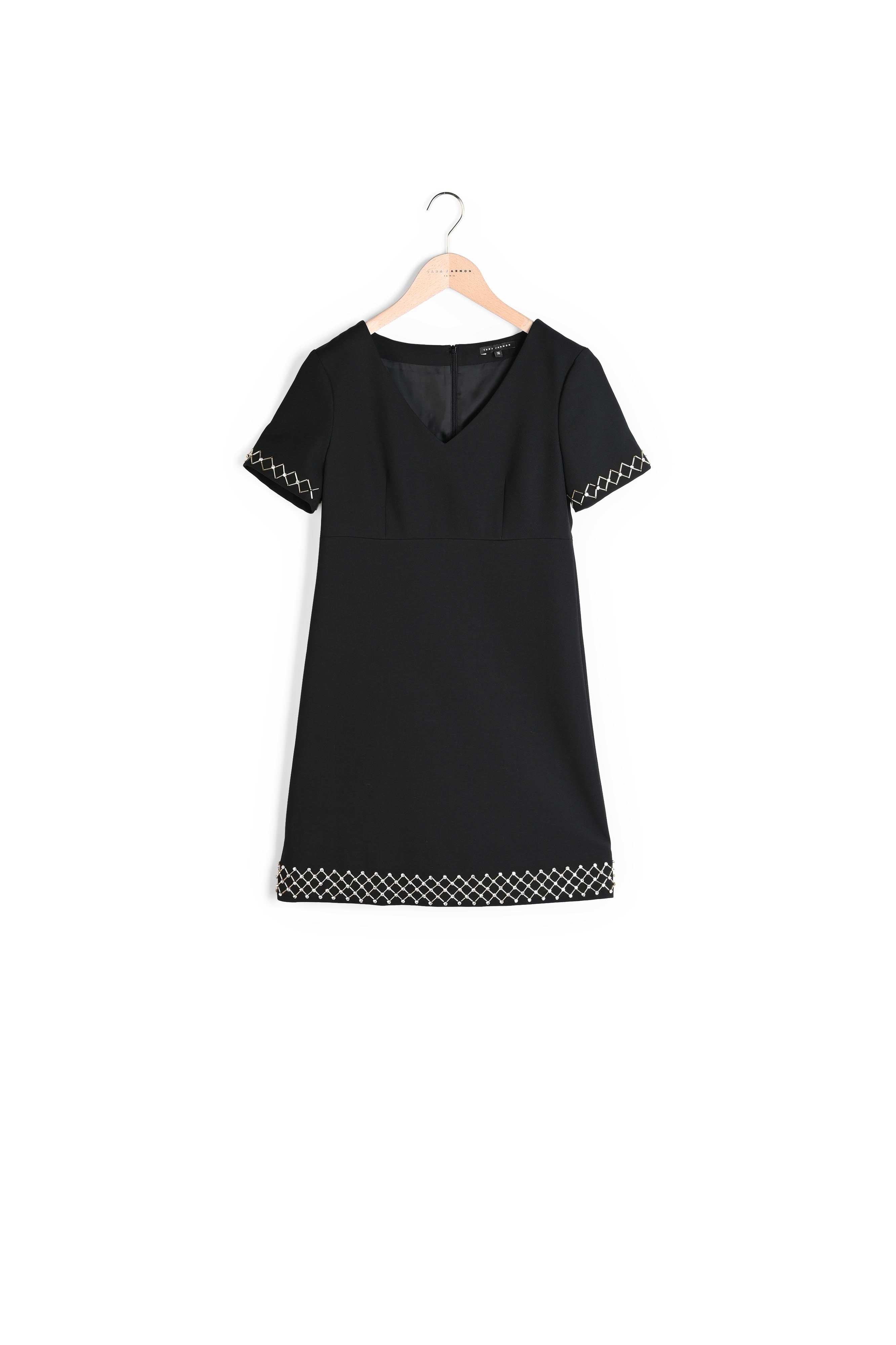 Robe Rachelle noire détail bijoux en toile gabardine Faume - seconde main