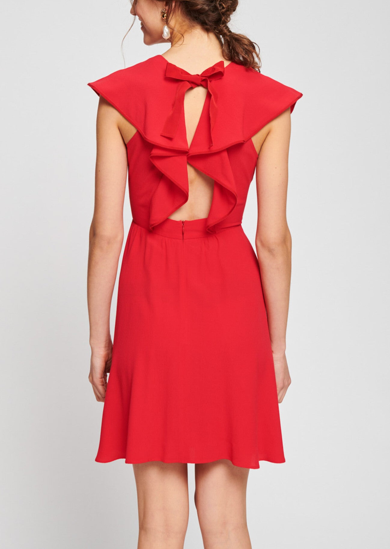 Robe courte rouge en crêpe viscose Faume - seconde main