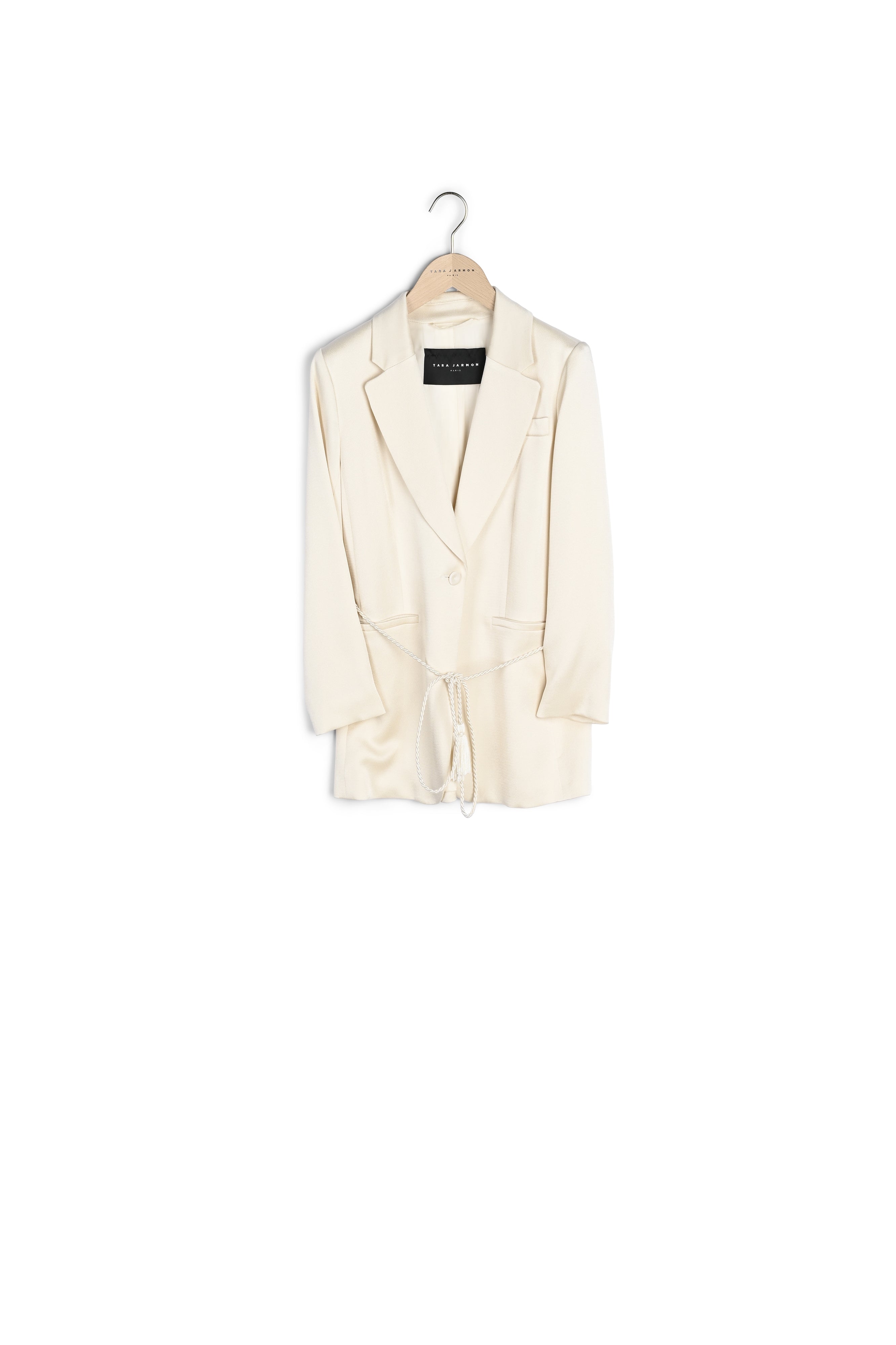 Veste de tailleur Vassilia écrue en crêpe martelé Faume - seconde main