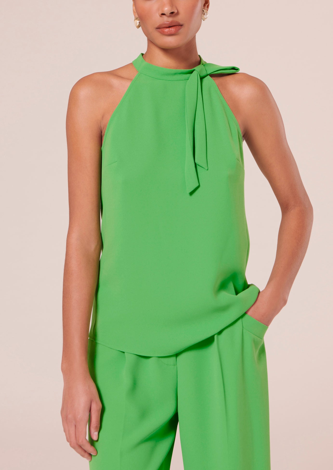 Top Tierri vert en crêpe Faume - seconde main