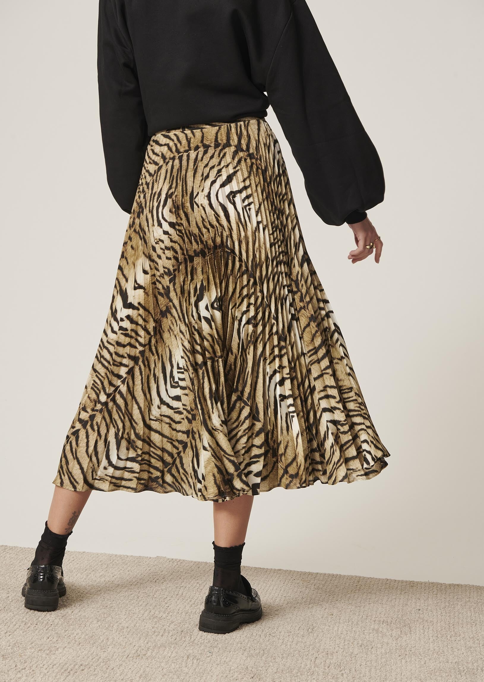 Jupe Juline plissée beige imprimé zèbre Faume - seconde main