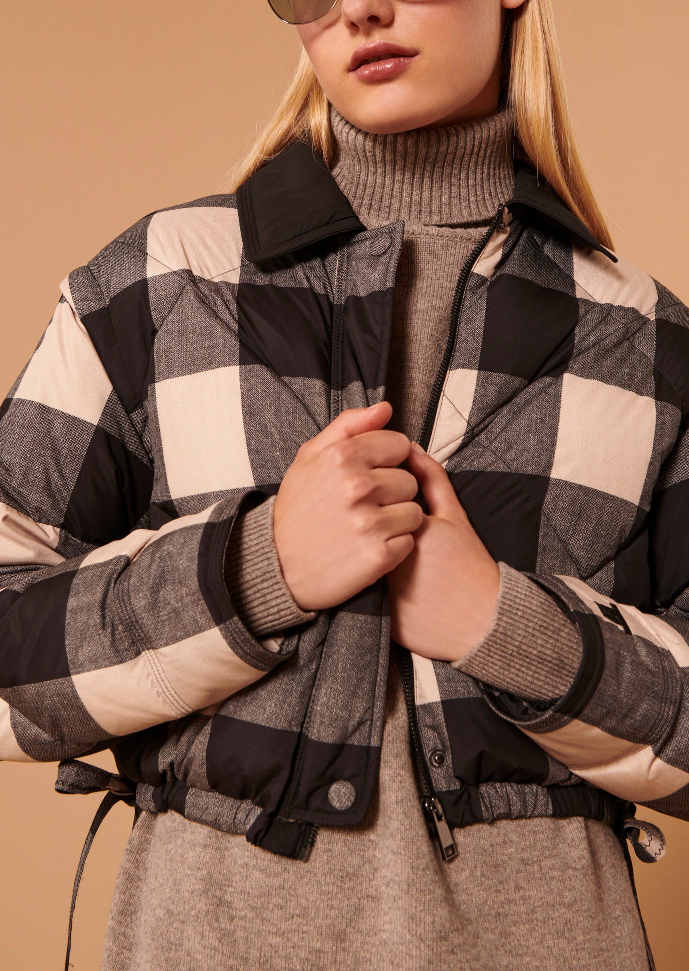 Doudoune courte Dolly noire en vichy Faume - seconde main