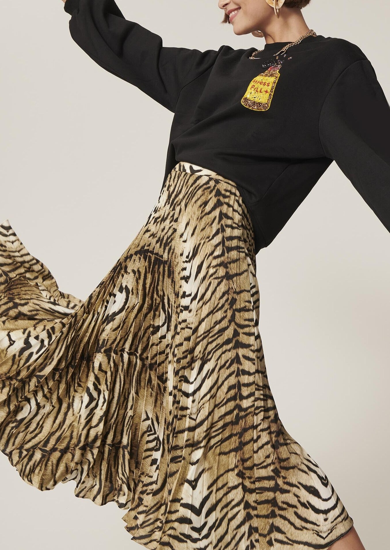 Jupe Juline plissée beige imprimé zèbre Faume - seconde main