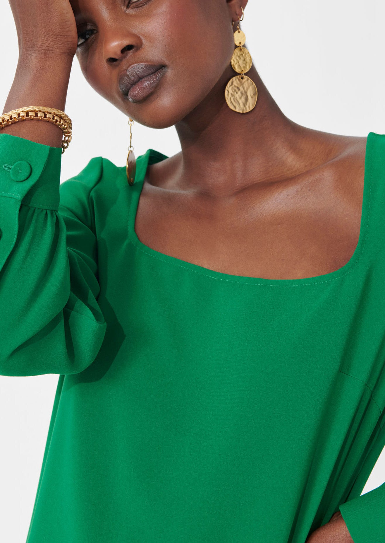 Robe Robina verte en crêpe Faume - seconde main