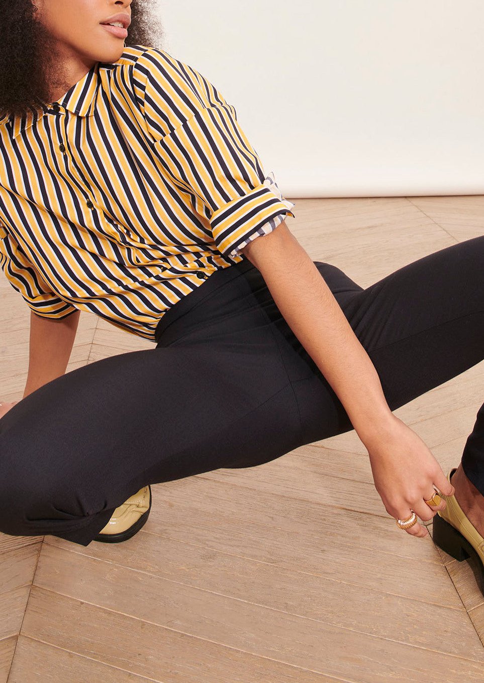 Chemise Carrie bleu nuit rayée en popeline Faume - seconde main