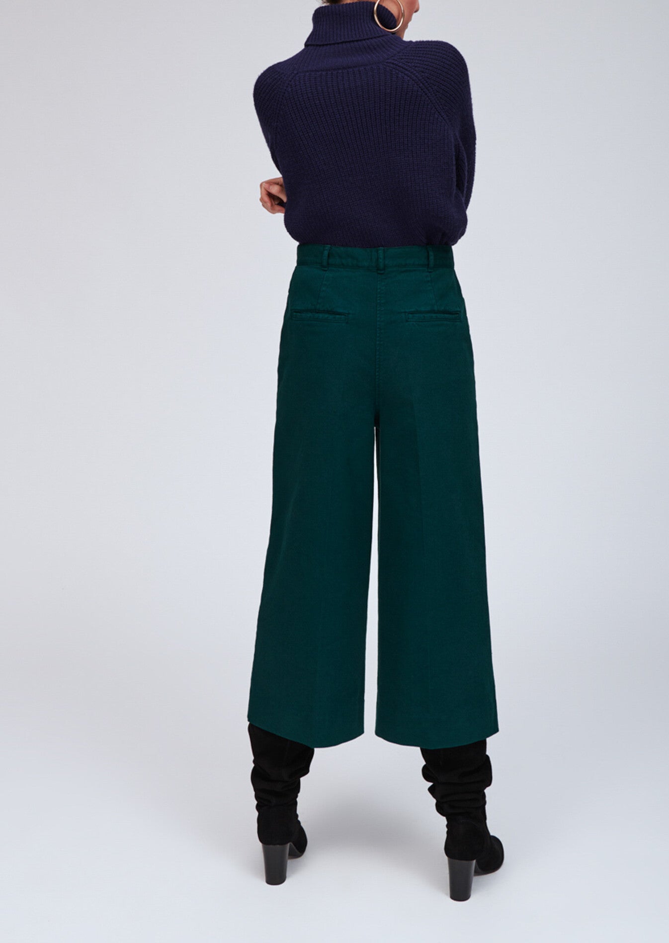 Pantalon 3/4 en toile denim vert jade Faume - seconde main