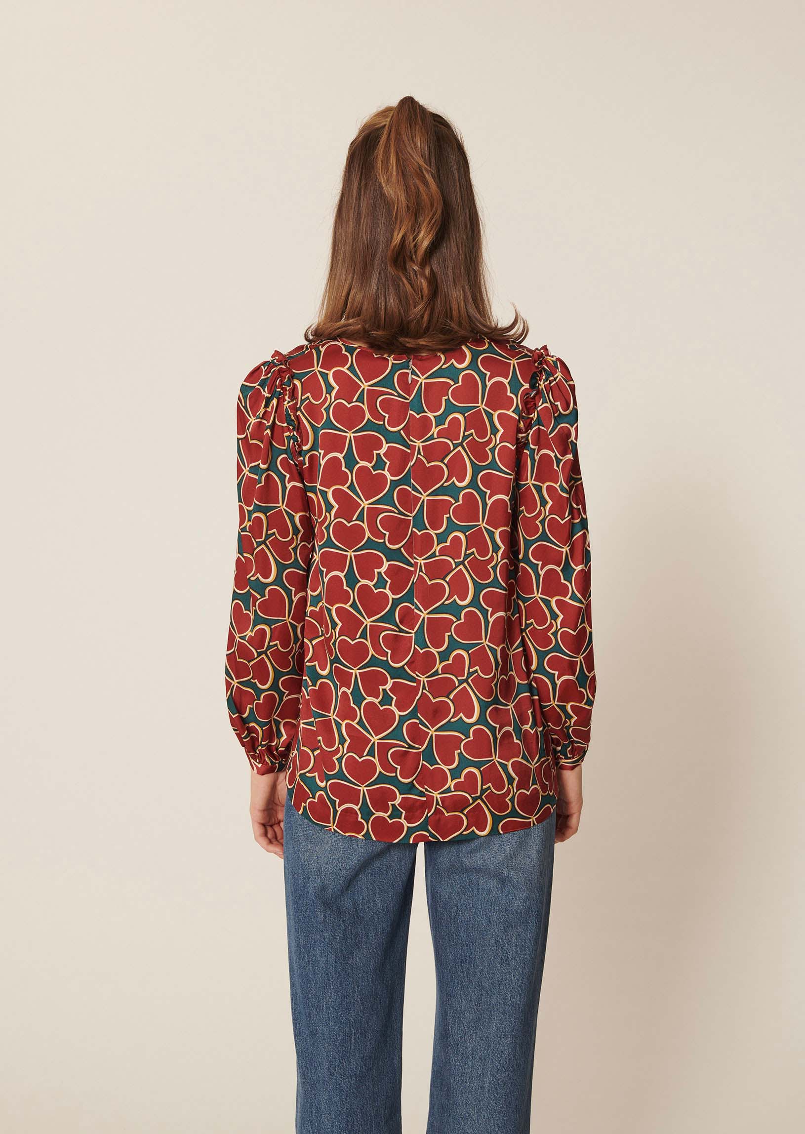 Top Toile vert imprimé trèfles Faume - seconde main