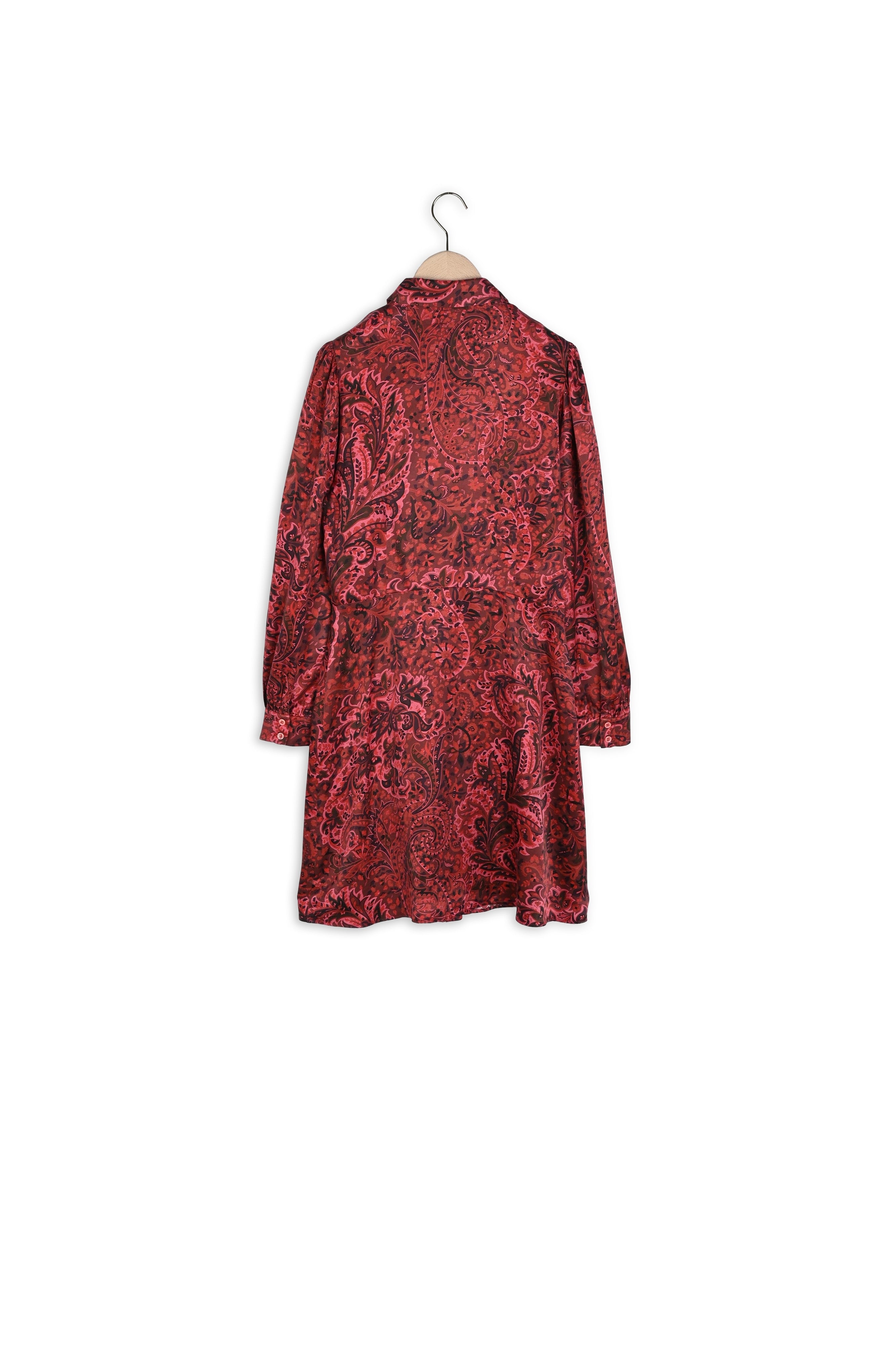 Robe chemise Rolia rouge imprimé cachemire en satin viscose de soie Faume - seconde main