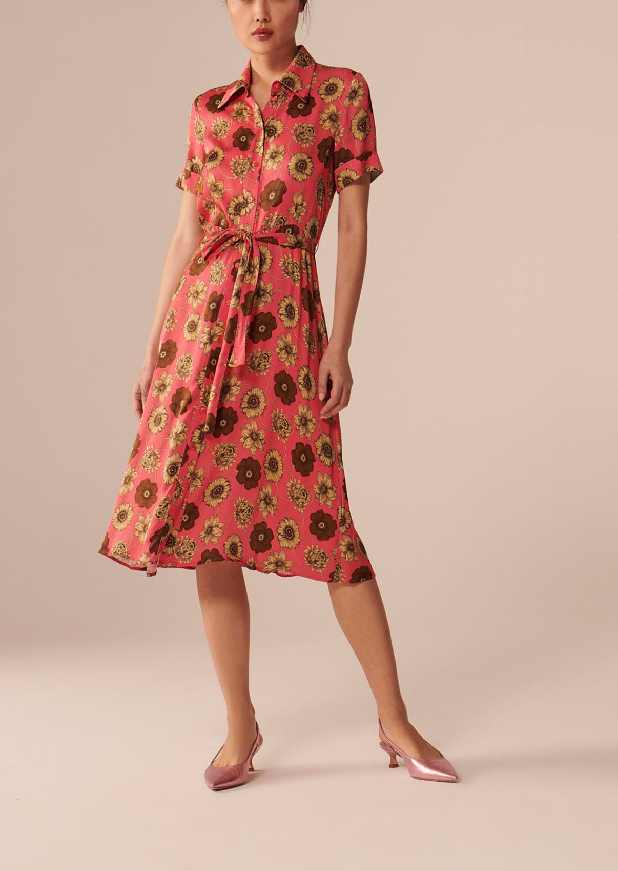 Robe Retro rose imprimé fleuri Faume - seconde main