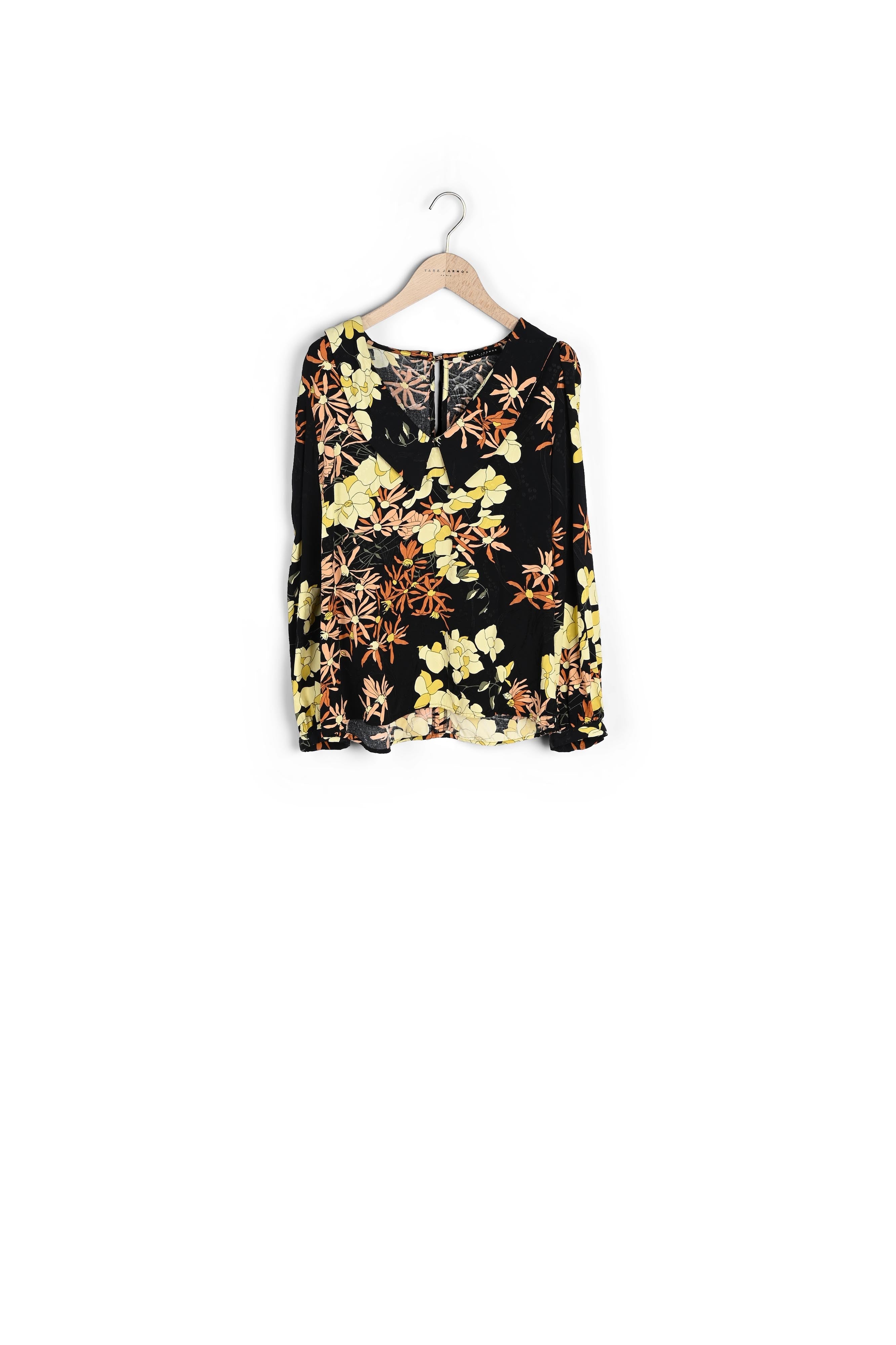 Blouse Tamoo noire imprimé exotic flowers Faume - seconde main