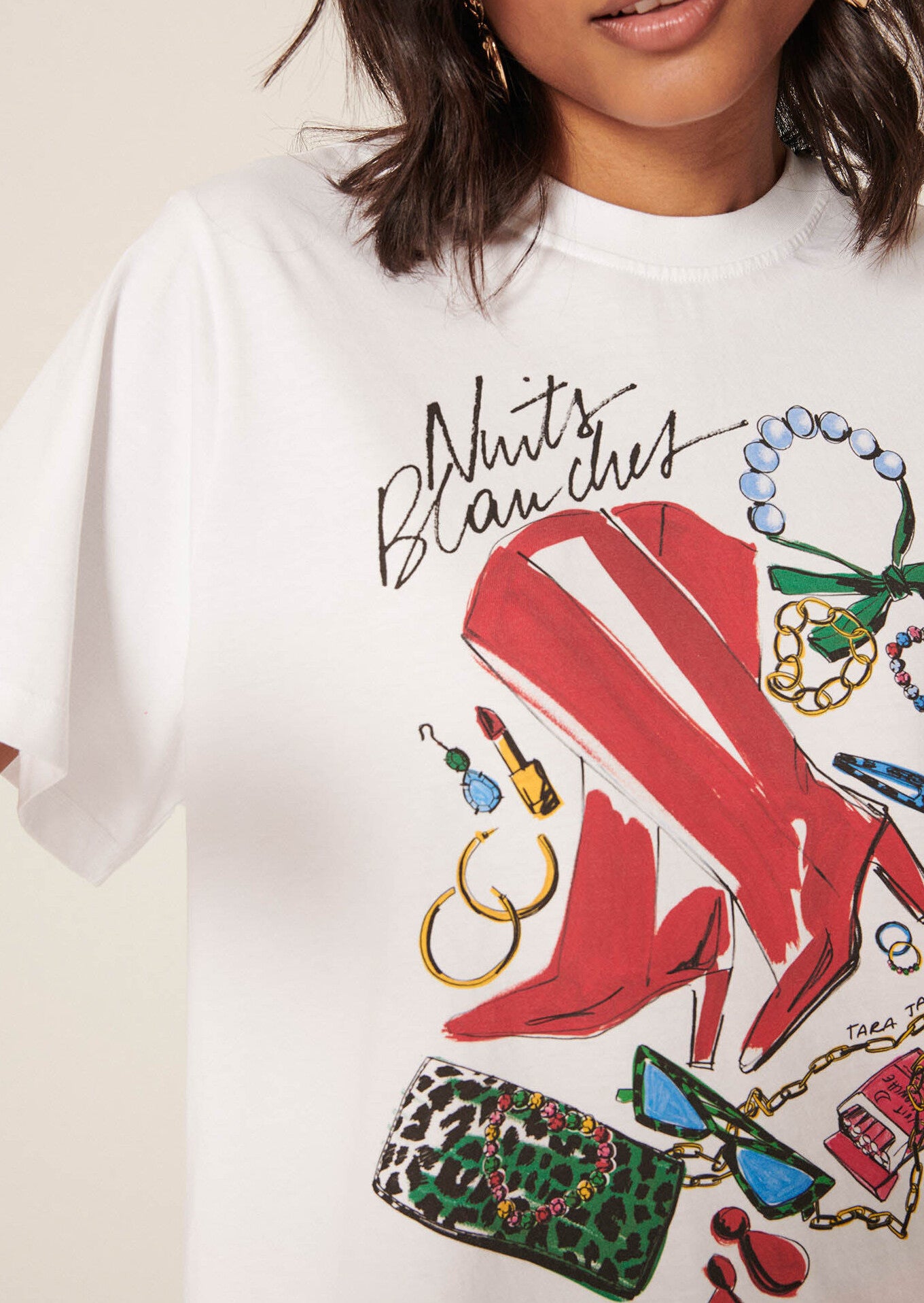 T-shirt Trendy blanc imprimé en jersey Faume - seconde main