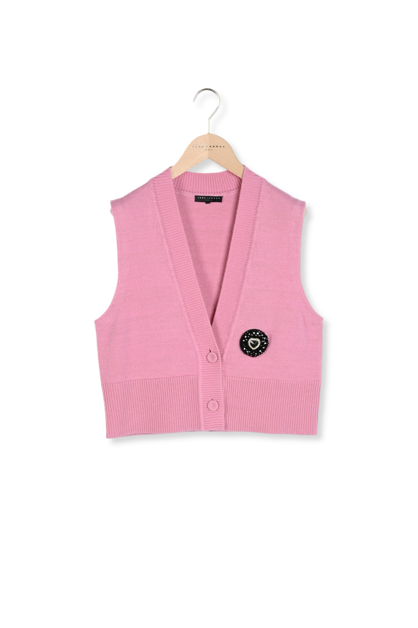 Gilet rose en laine merinos et alpaga Gilles Faume - seconde main