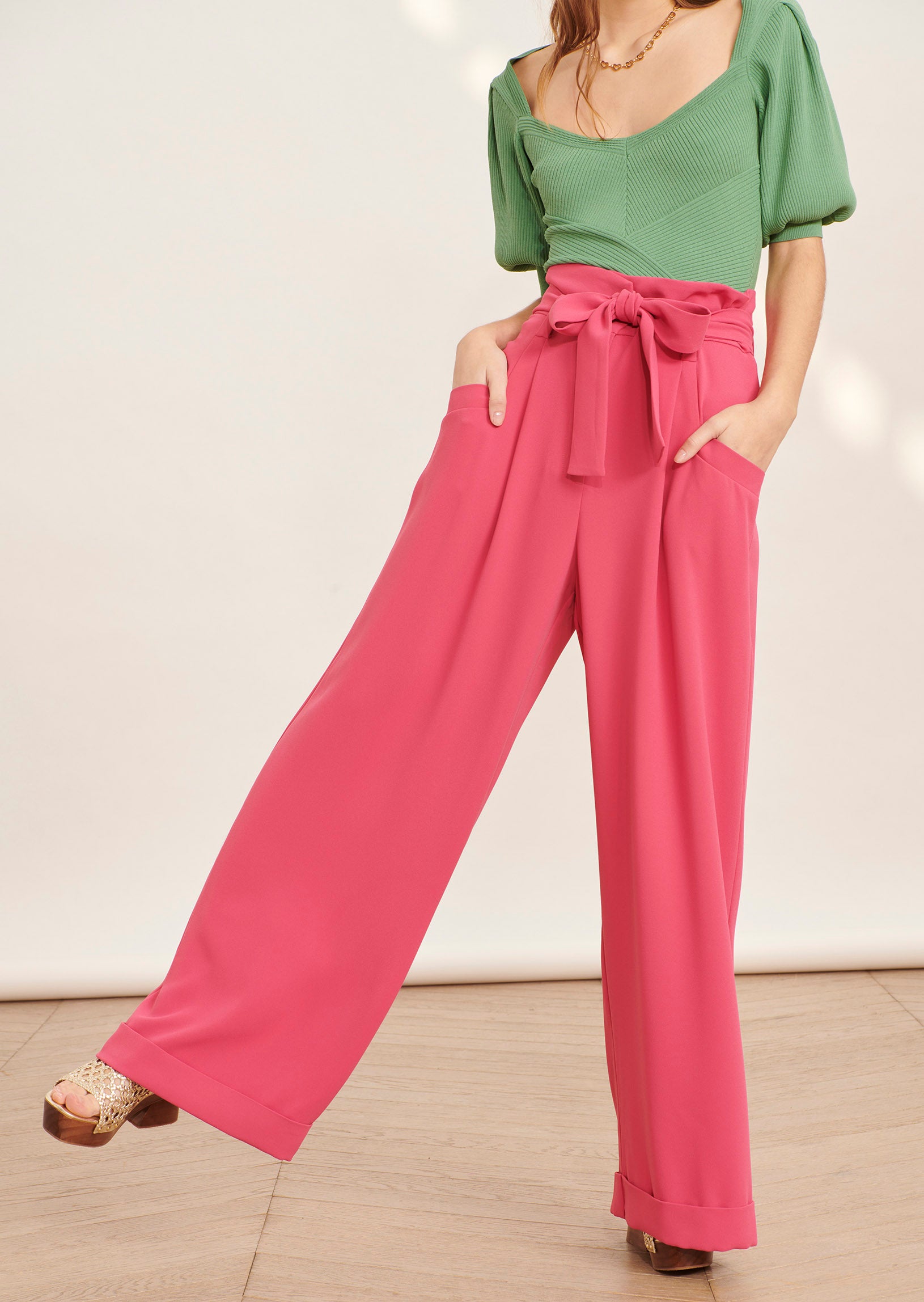 Pantalon Pyla rose en crêpe Faume - seconde main