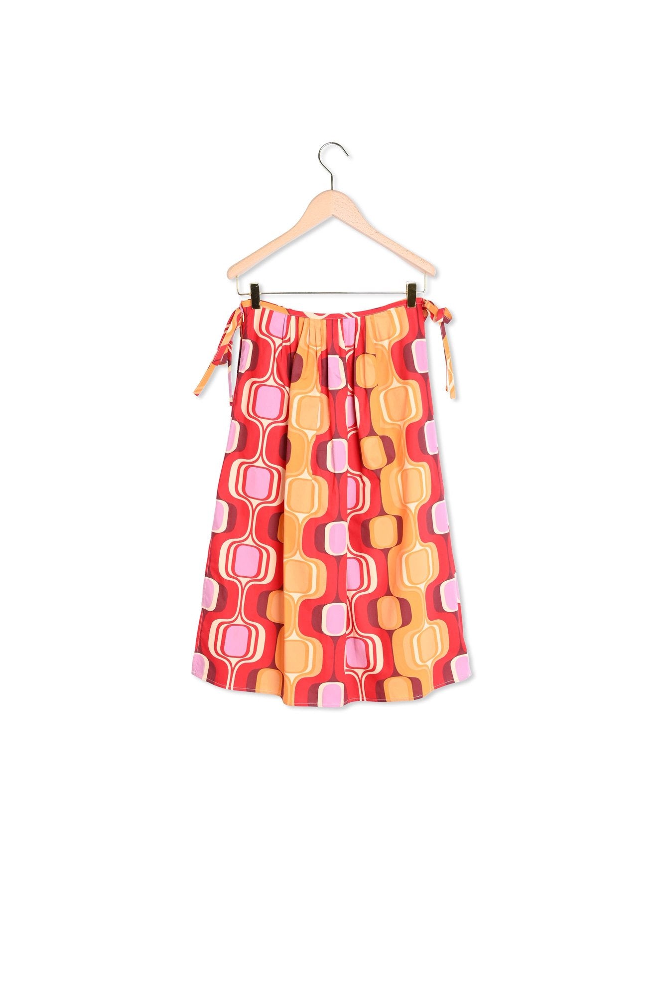 Jupe Jef rouge imprimé rétro en popeline Faume - seconde main