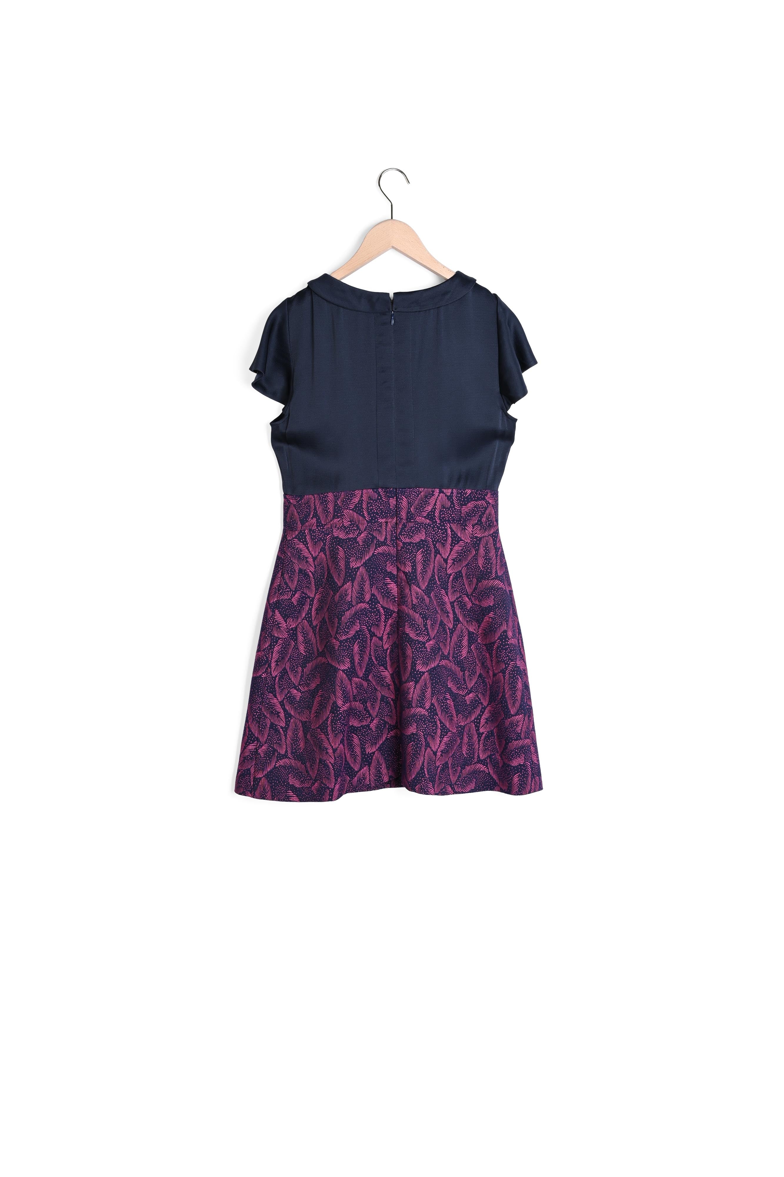 Robe Romea bleu nuit bi-matière Faume - seconde main