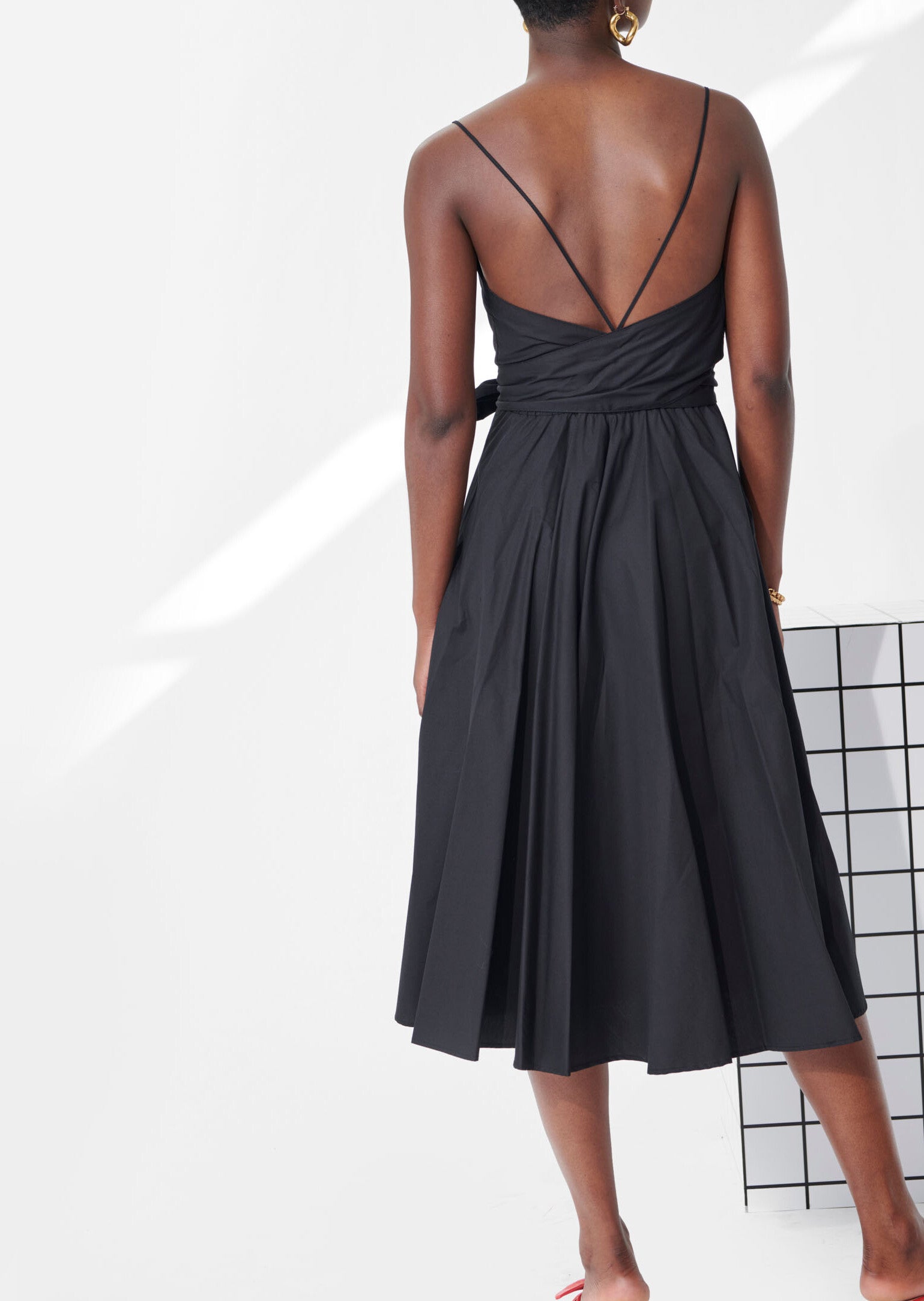 Robe Rivelyne noire en popeline de coton Faume - seconde main