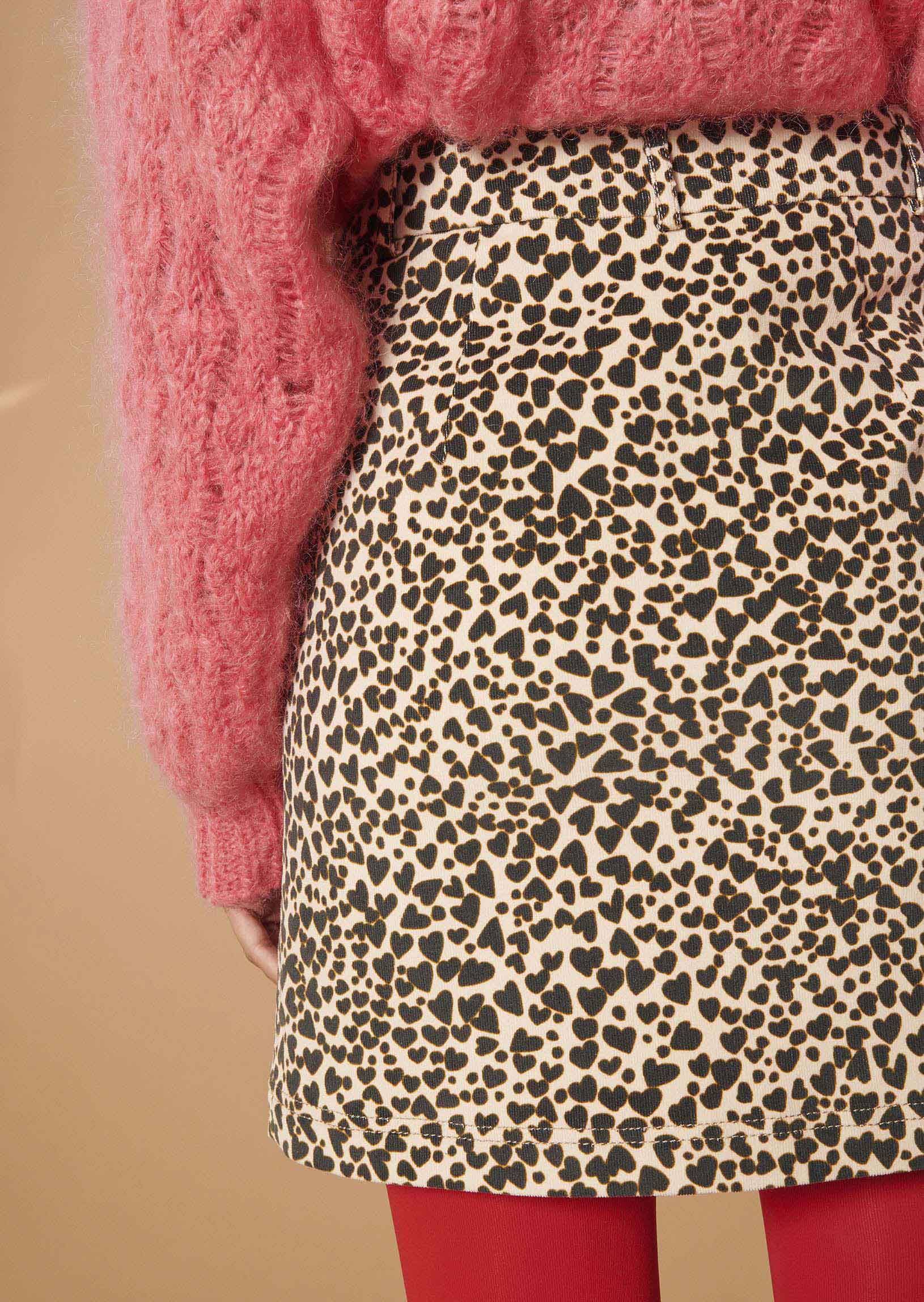 Jupe Janella noire imprimé coeurs léopard en coton Faume - seconde main