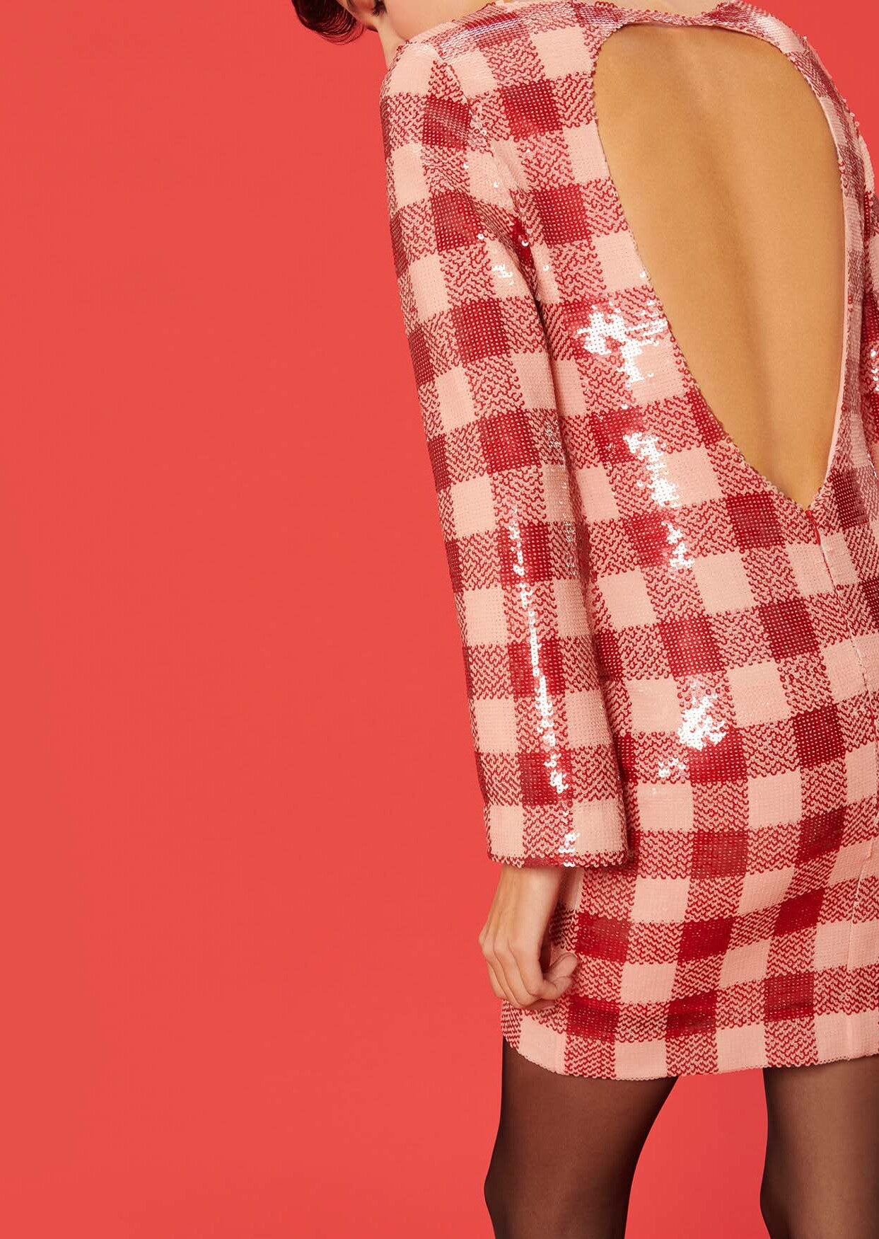 Robe Rory rouge à carreaux en sequins Faume - seconde main